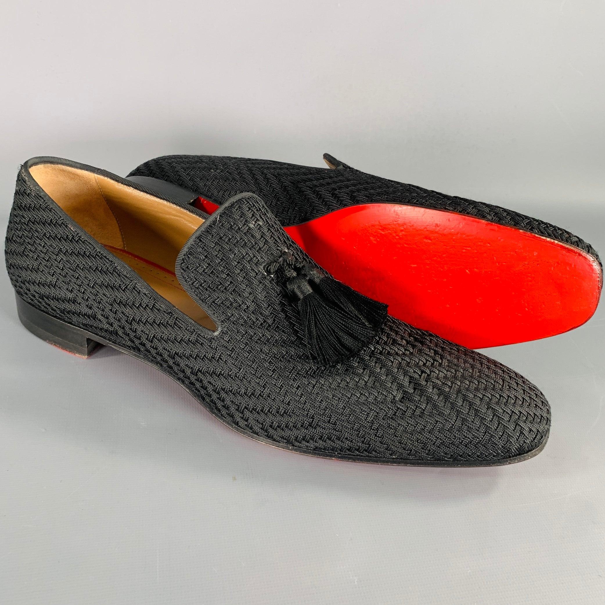 CHRISTIAN LOUBOUTIN Size 13 Black Woven Tassels Loafers 1