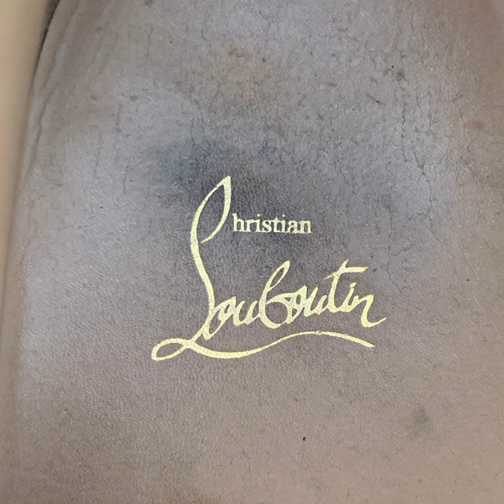 CHRISTIAN LOUBOUTIN taglia 13 Louis, scarpe da ginnastica alte in pelle nera con lacci e cinturini in vendita 3