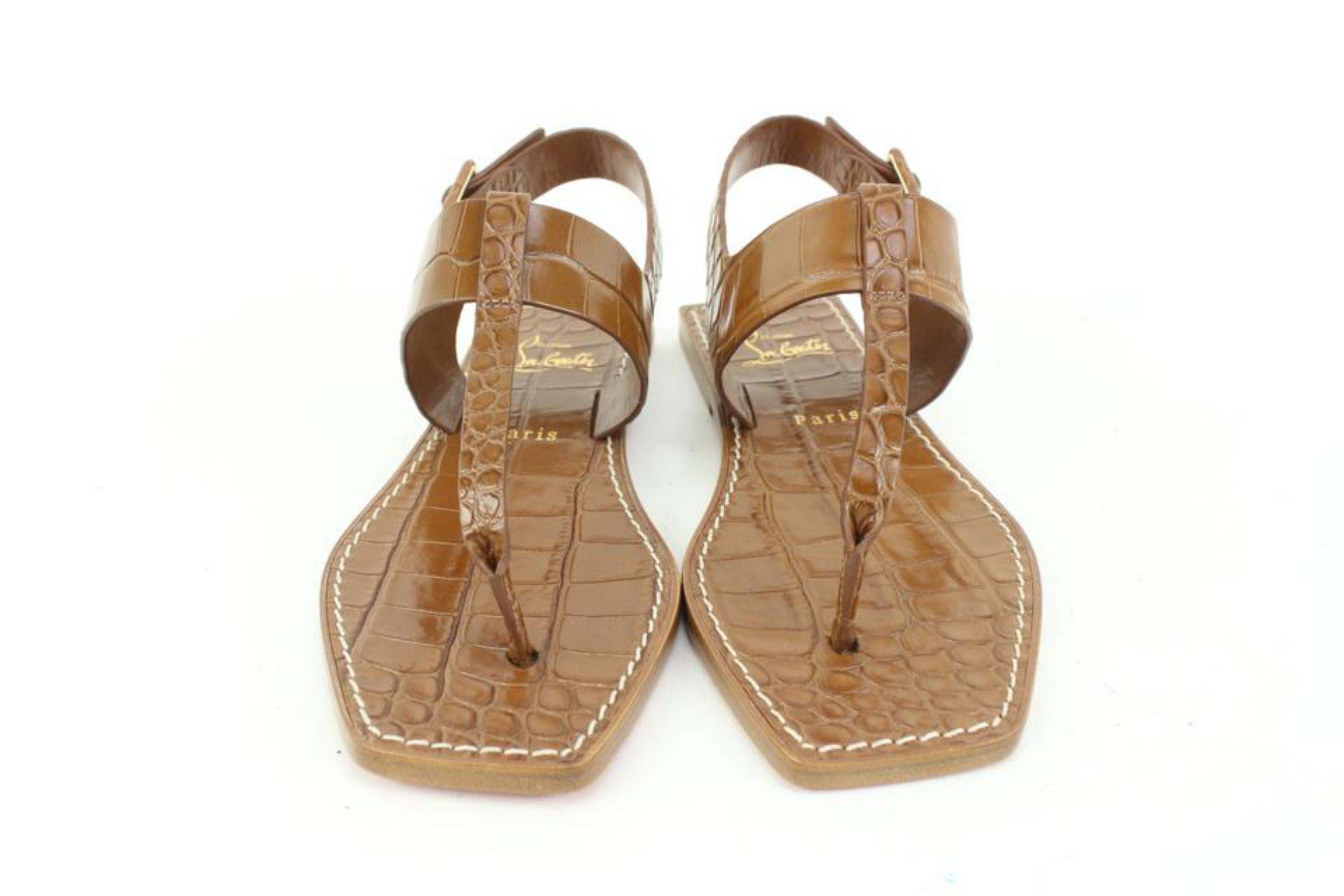 Christian Louboutin Size 35 Brown Cubongo Flat Calf Ali Gladiator Sandals   For Sale 3