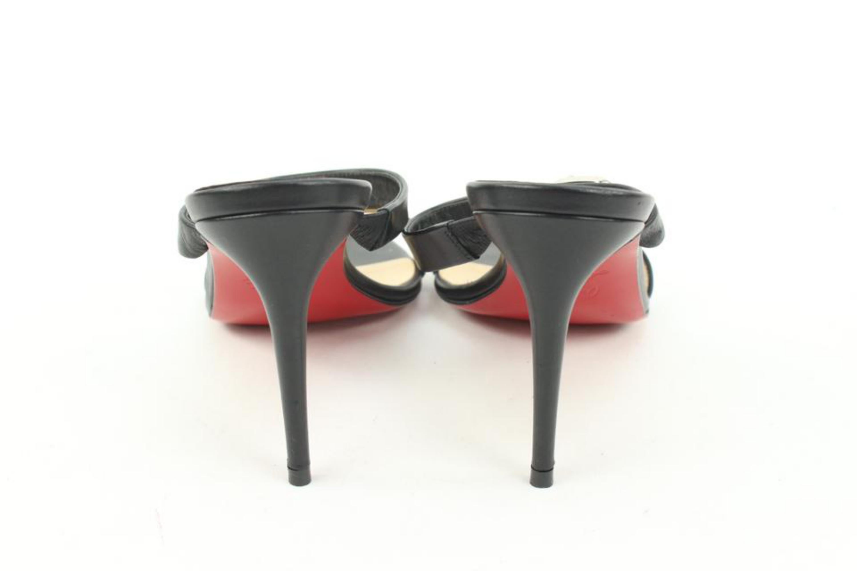Christian Louboutin Size 36 Black Leather Lock Me Sandals Heels Turnlock 26cl127 For Sale 3