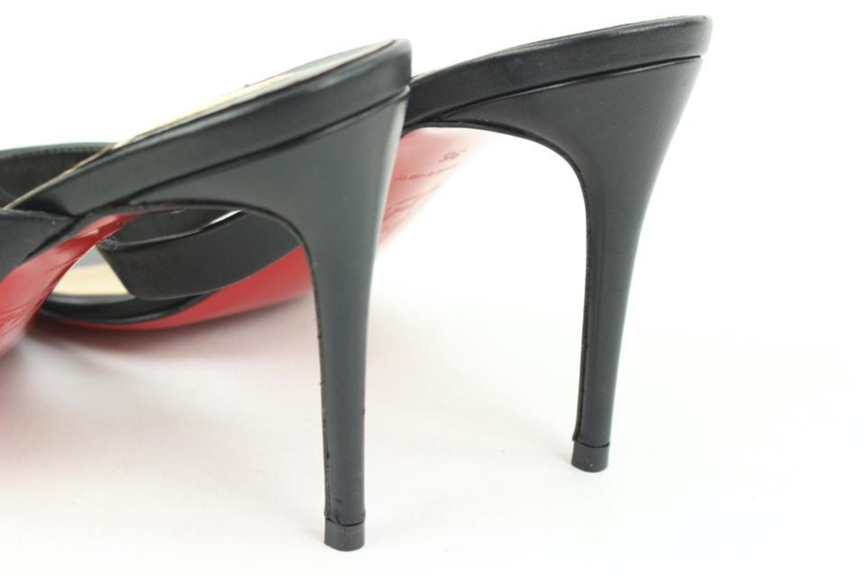 Christian Louboutin Size 36 Black Leather Lock Me Sandals Heels Turnlock 26cl127 For Sale 2