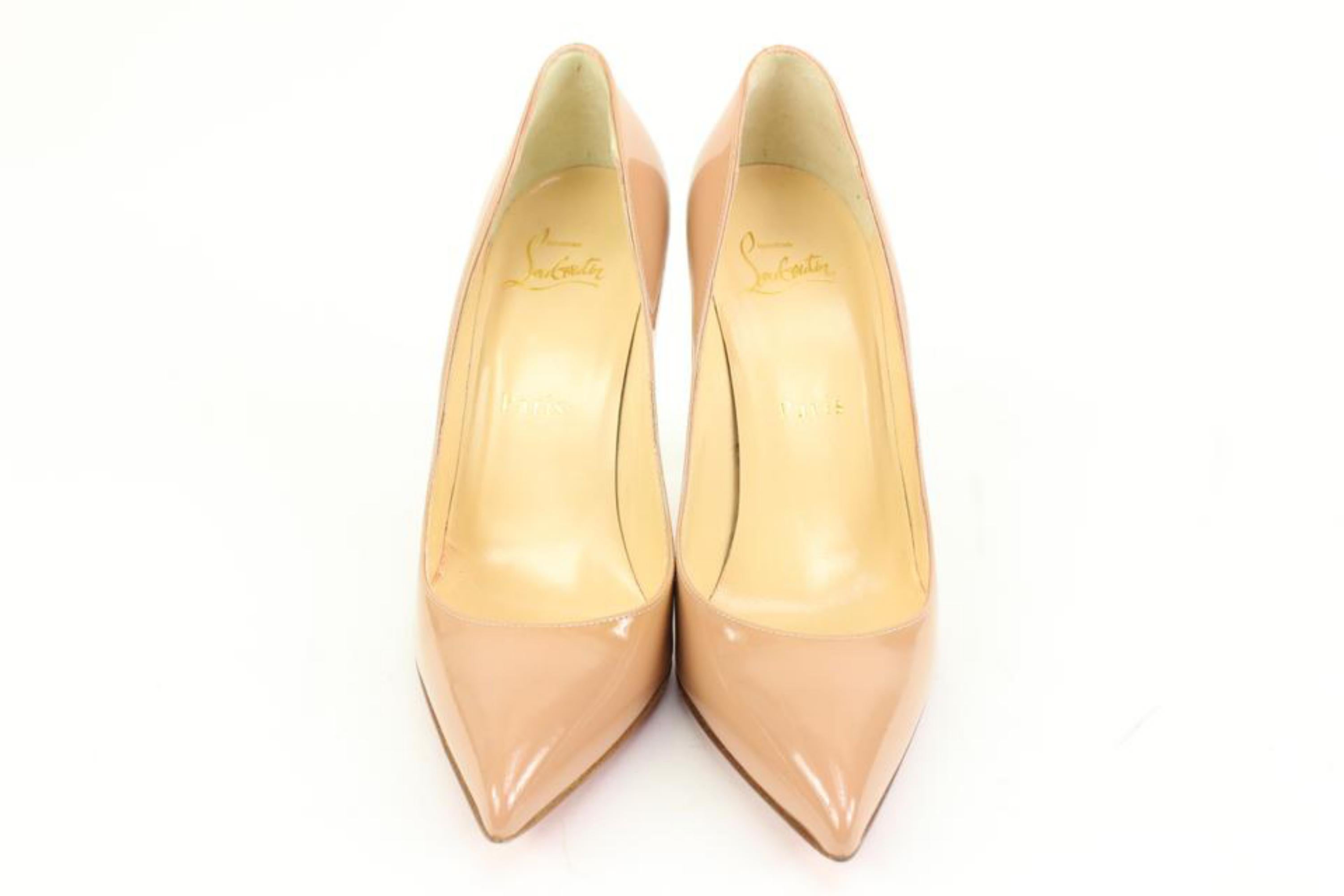 Christian Louboutin - Chaussures à talons plissés Pigalle couleur chair, taille 36,5, 79cl317 en vente 1