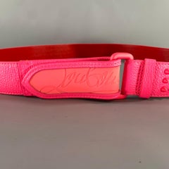 CHRISTIAN LOUBOUTIN Size 38 Pink Red Studded Leather Belt