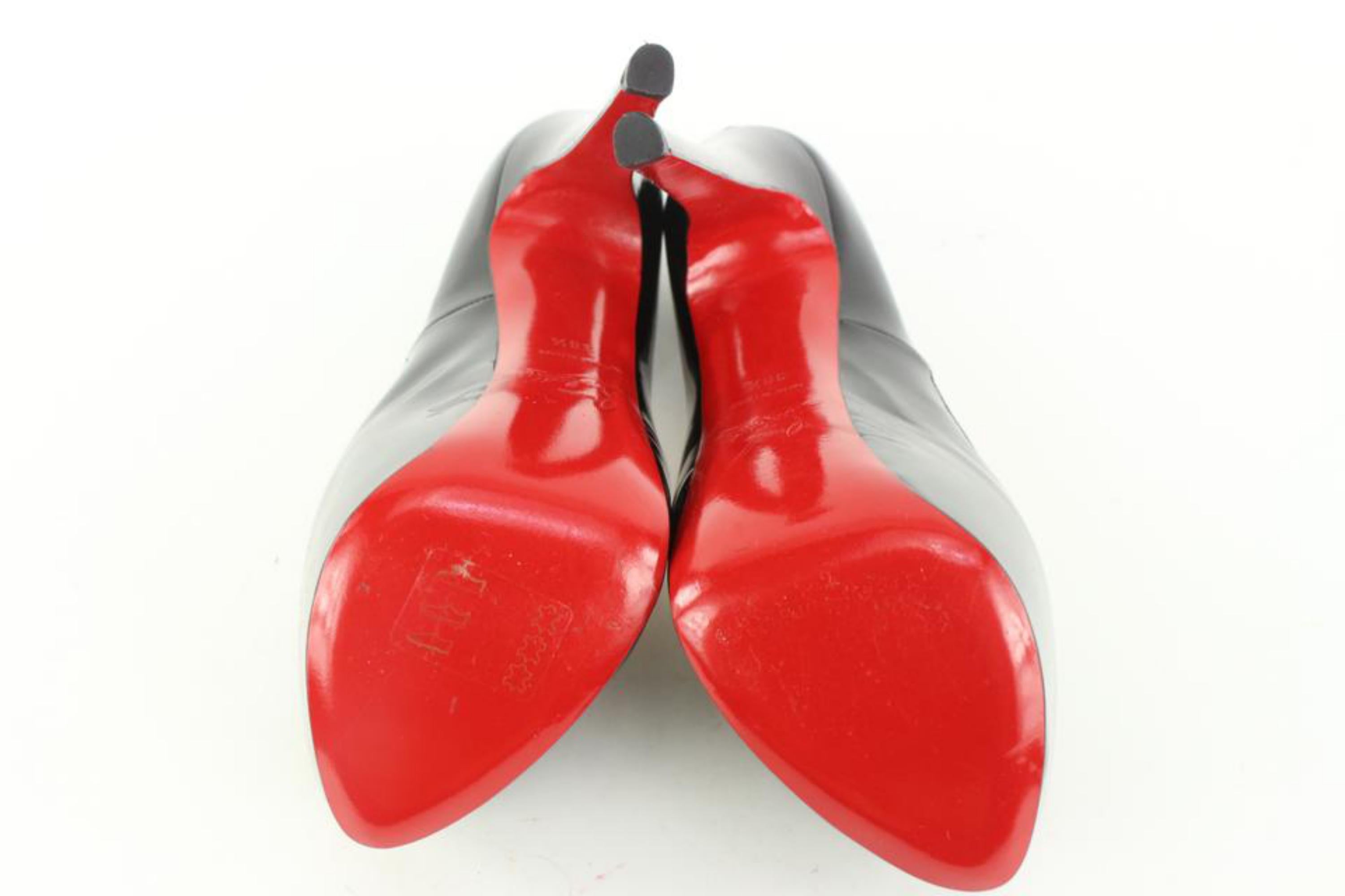 Christian Louboutin Size 38.5 Black Patent Highness Open Toe Platform 13cl50 5