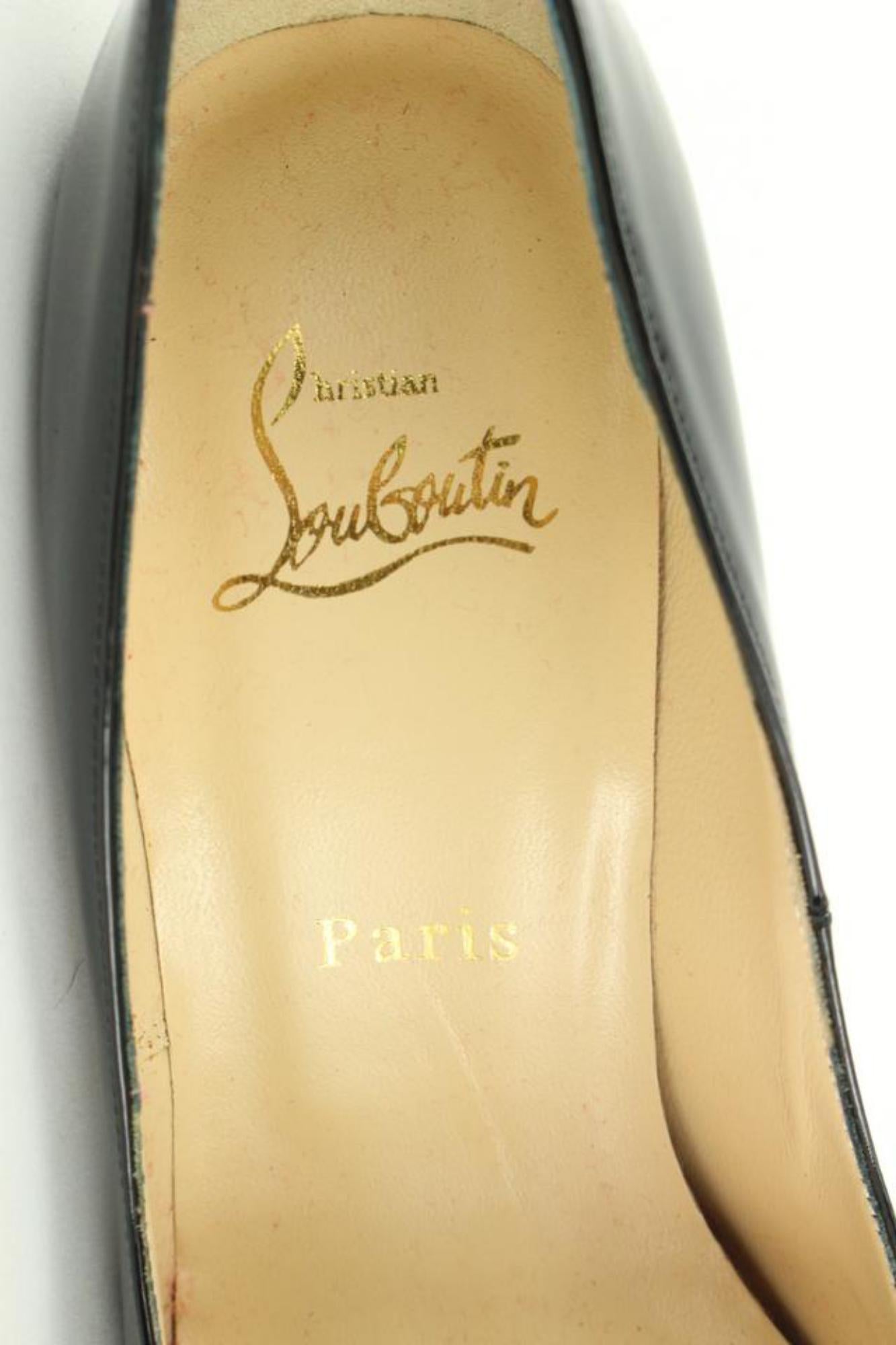 Christian Louboutin Size 38.5 Black Patent Highness Open Toe Platform 13cl50 6