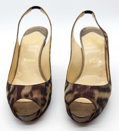 Christian Louboutin Size 39/9 2000s Leopard Print Slingback Vintage Heels Shoes