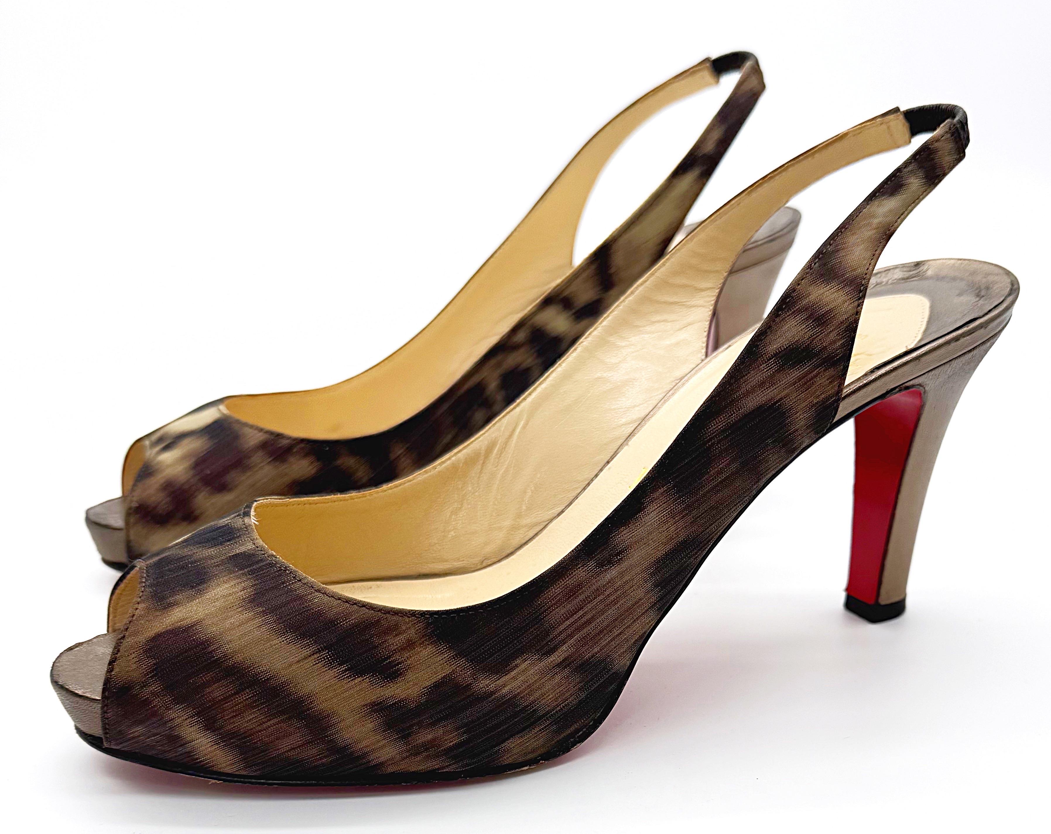 Christian Louboutin Size 39/9 2000s Leopard Print Slingback Vintage Heels Shoes For Sale 1