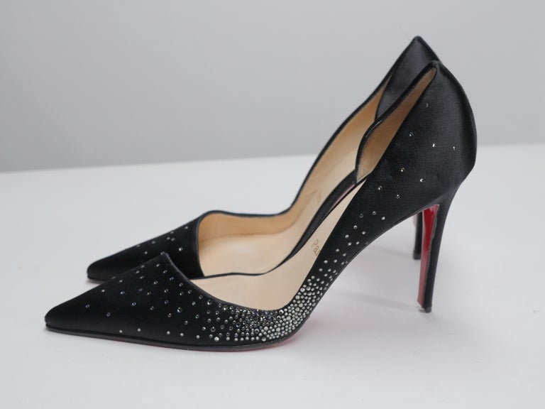 Christian Louboutin Size 39 Black Silk Crystal Pumps at 1stDibs | black ...