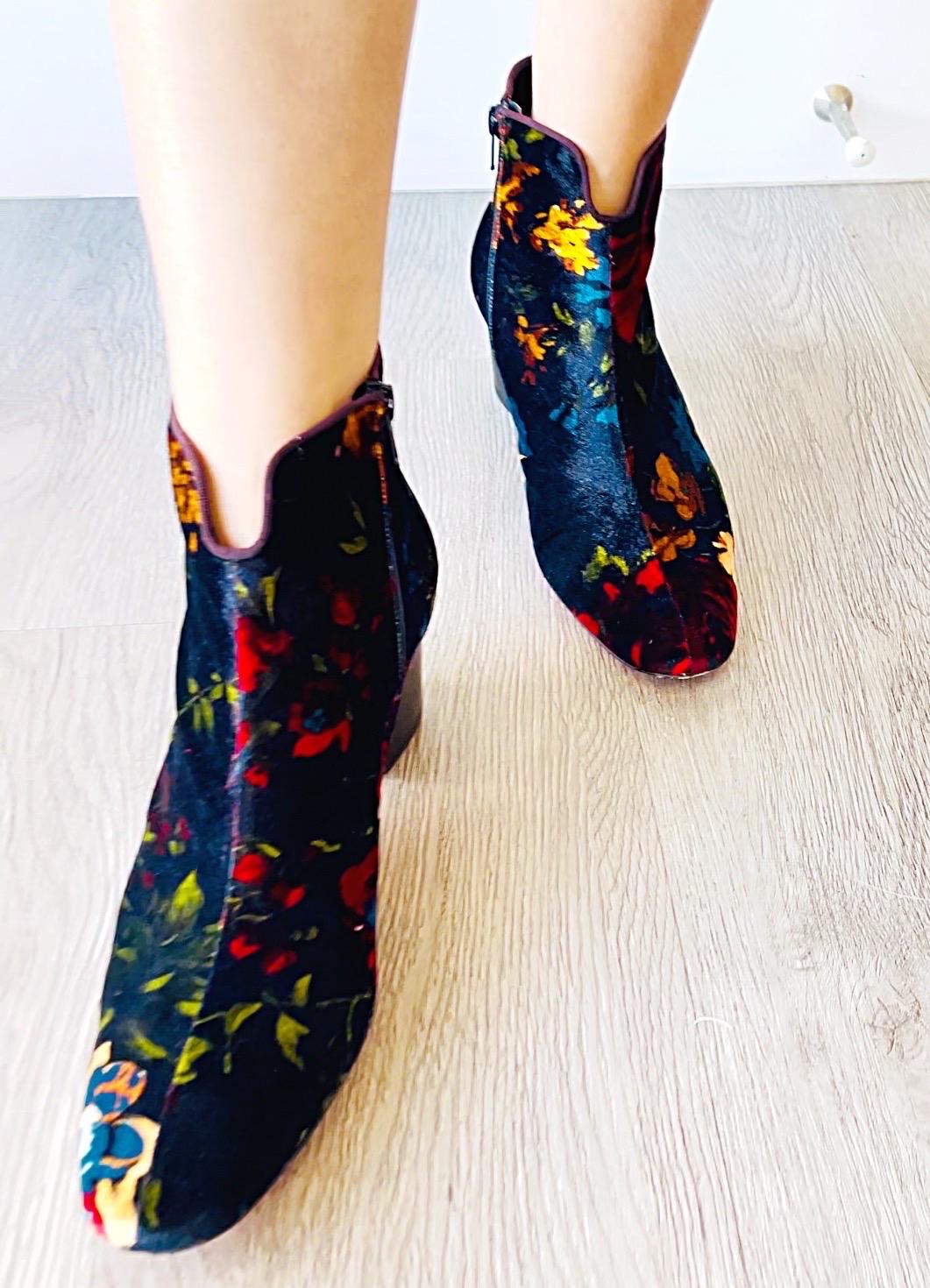 Christian Louboutin Size 39 Floral Bouquet Velvet Disco Ankle Boots Booties For Sale 10