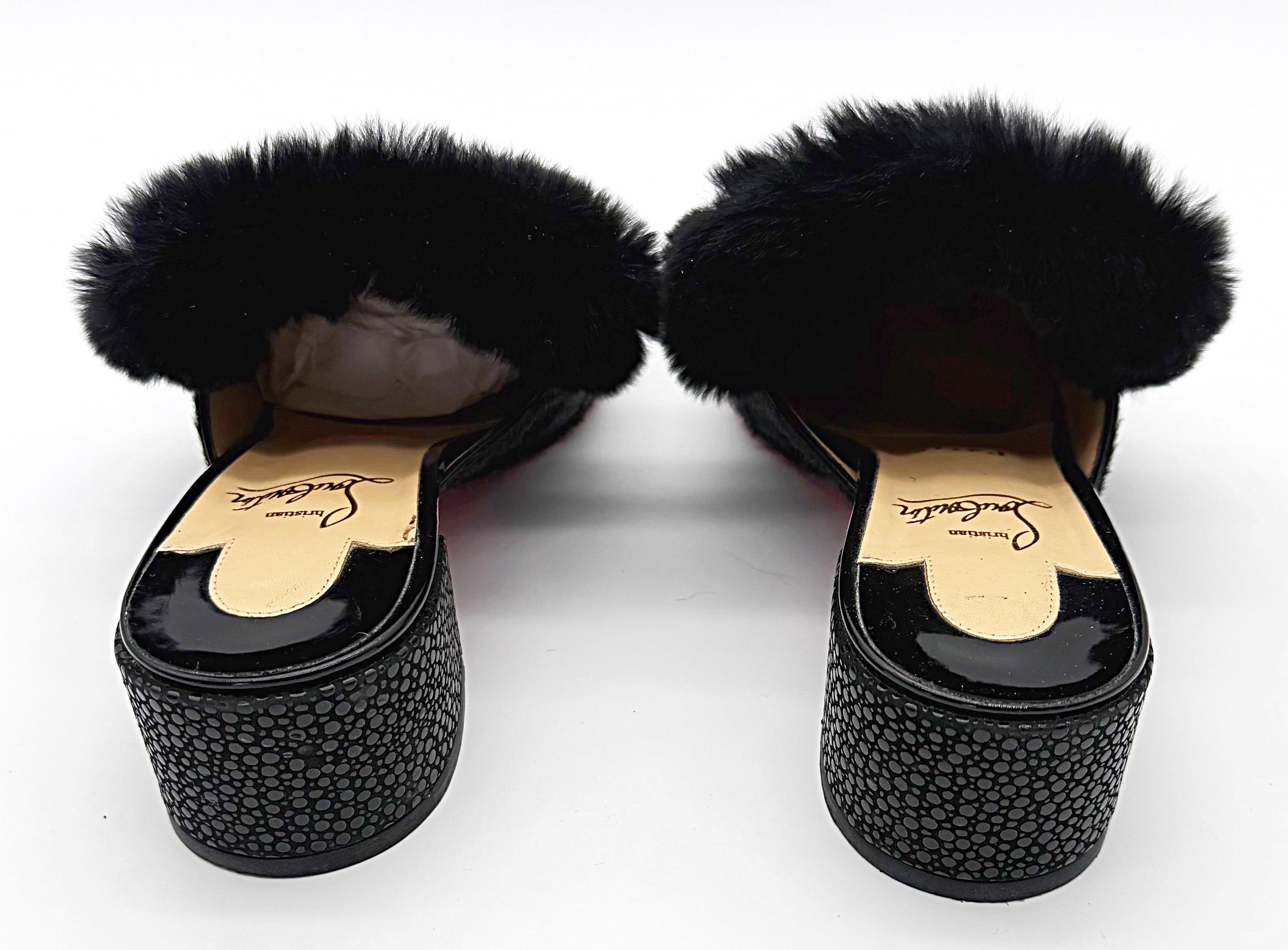Christian Louboutin Taglia 39 Capelli di pony + Pelliccia di coniglio Relaxed Boudiva Mules Slides in vendita 5