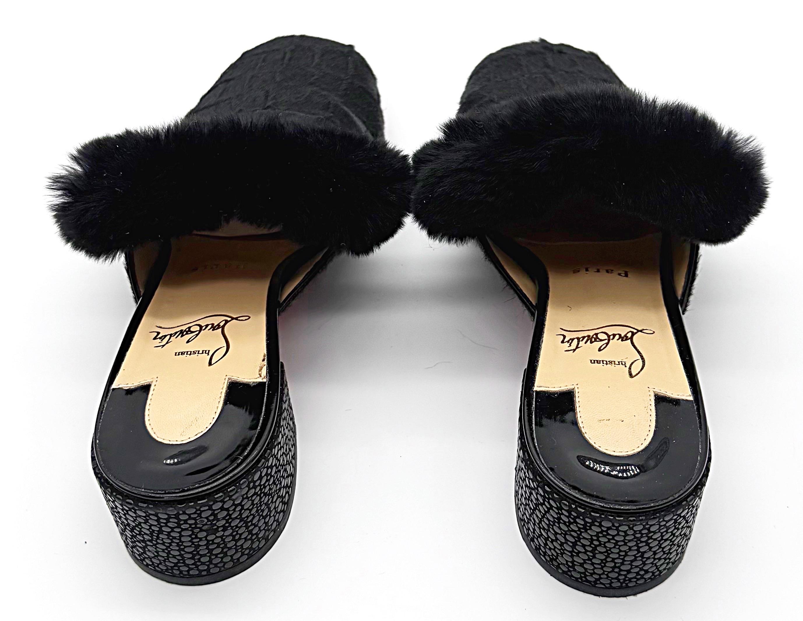 Christian Louboutin Taglia 39 Capelli di pony + Pelliccia di coniglio Relaxed Boudiva Mules Slides in vendita 8
