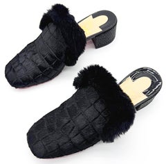 Christian Louboutin Size 39 Pony Hair + Rabbit Fur Relaxed Boudiva Mules Slides