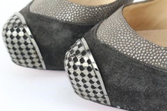 Christian Louboutin Size 39.5 Maggie Grey Red Bottoms Metal toe 45cl54s