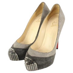 Used Christian Louboutin Size 39.5 Maggie Grey Red Bottoms Metal toe 45cl54s