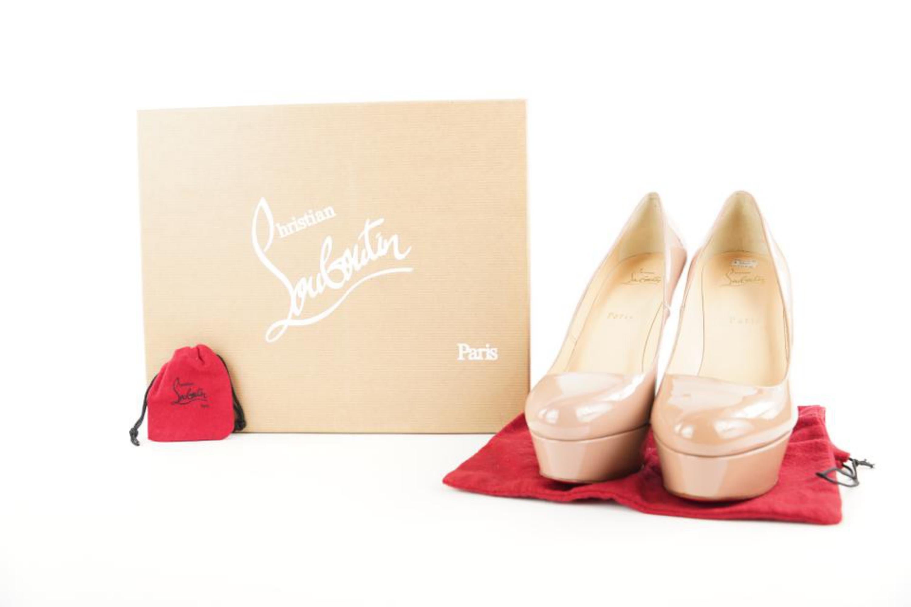 Christian Louboutin Size 39.5 Nude Bianca 120 Patent Calf Heels 4CL928 For Sale 7