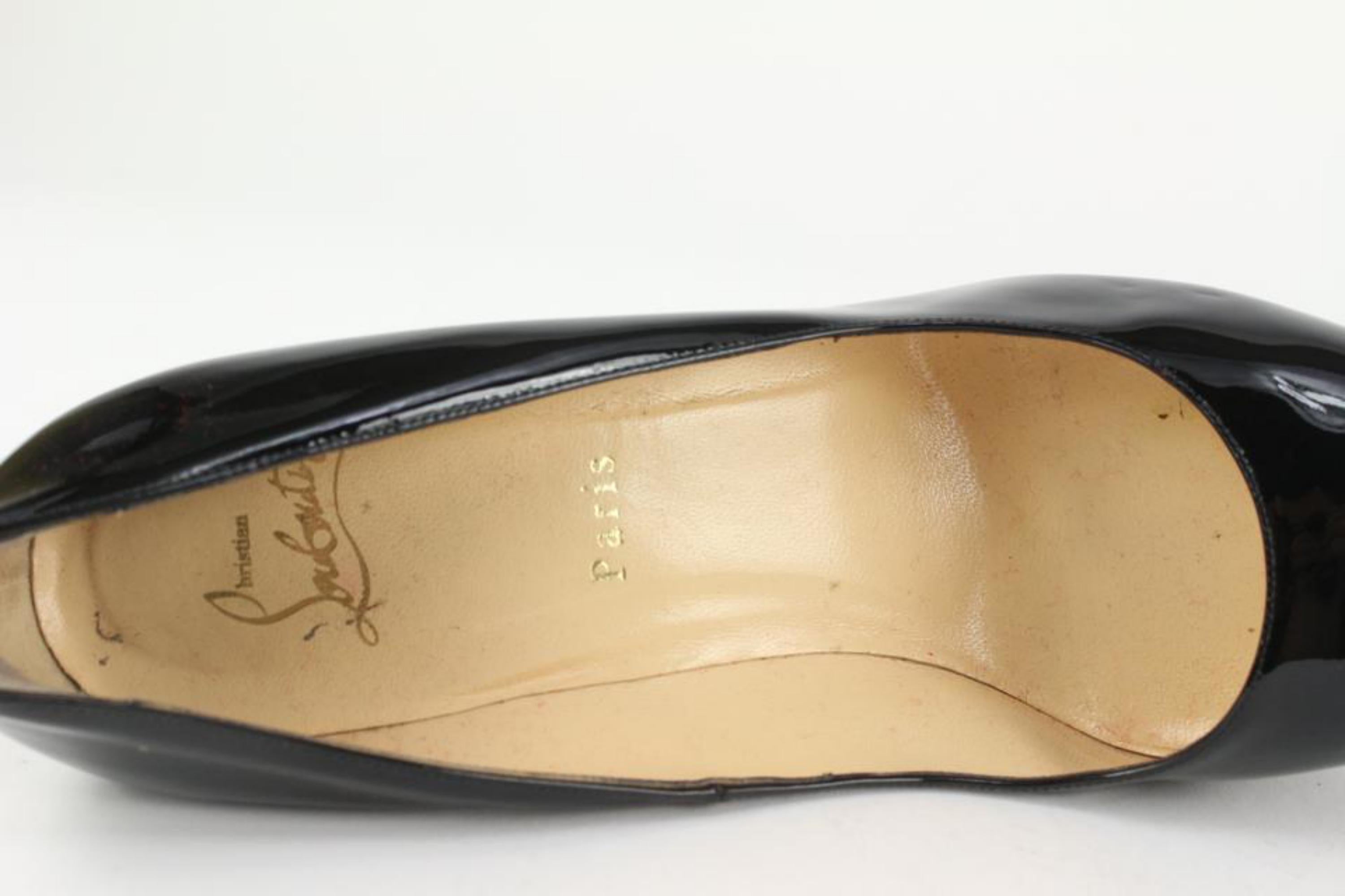 Women's Christian Louboutin Size 40 Black Patent Leather Bianca Platform Heels 7CL1112