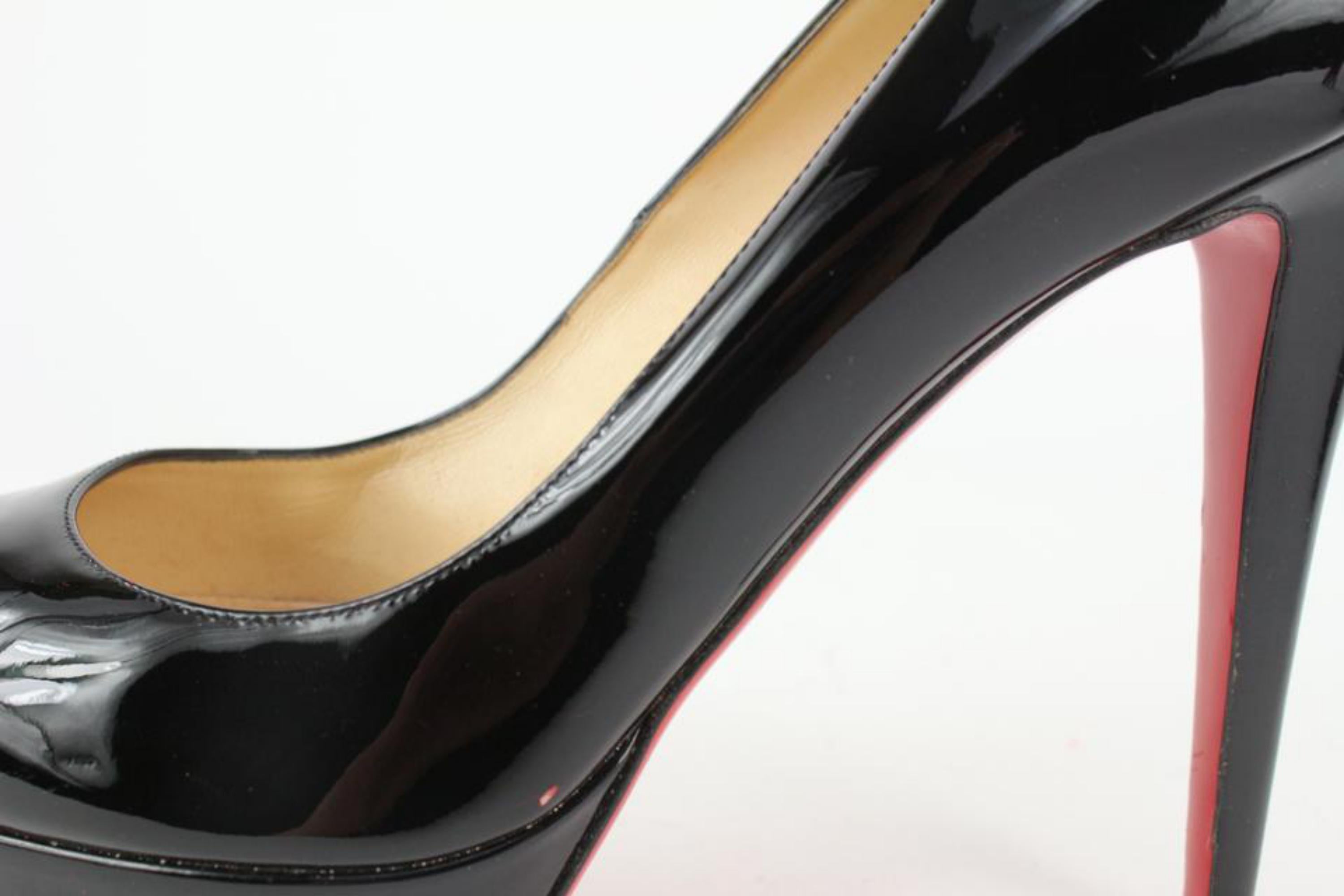 Christian Louboutin Size 40 Black Patent Leather Bianca Platform Heels 7CL1112 1
