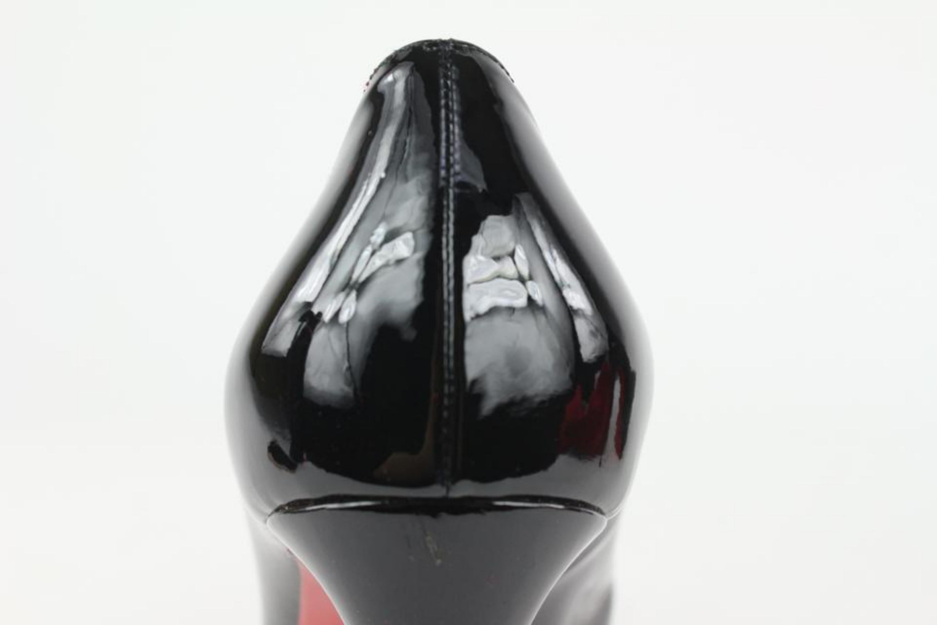 Christian Louboutin Size 40 Black Patent Leather Bianca Platform Heels 7CL1112 2