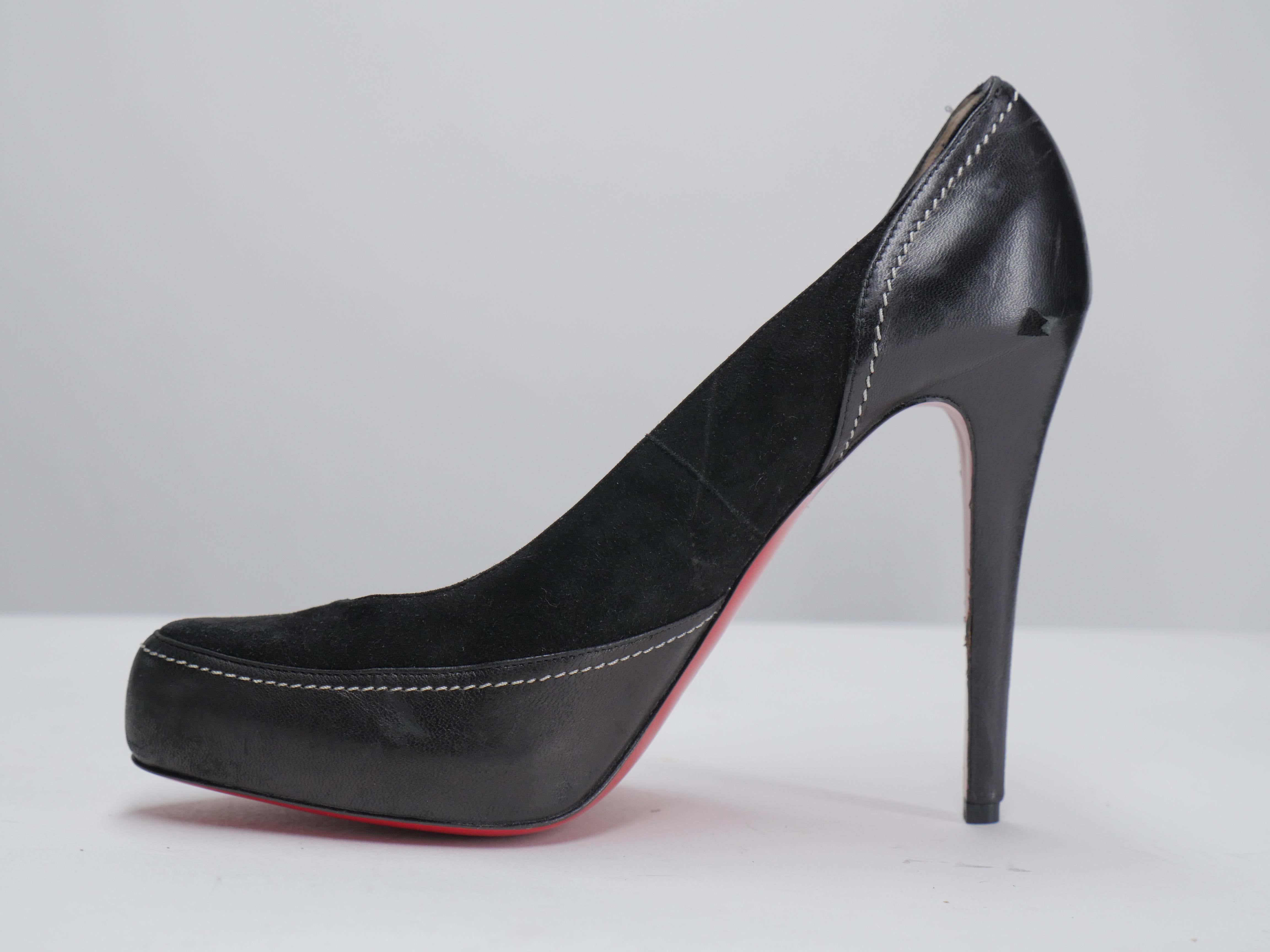 Christian Louboutin  Size 41 Black Leather & Suede Pumps 8