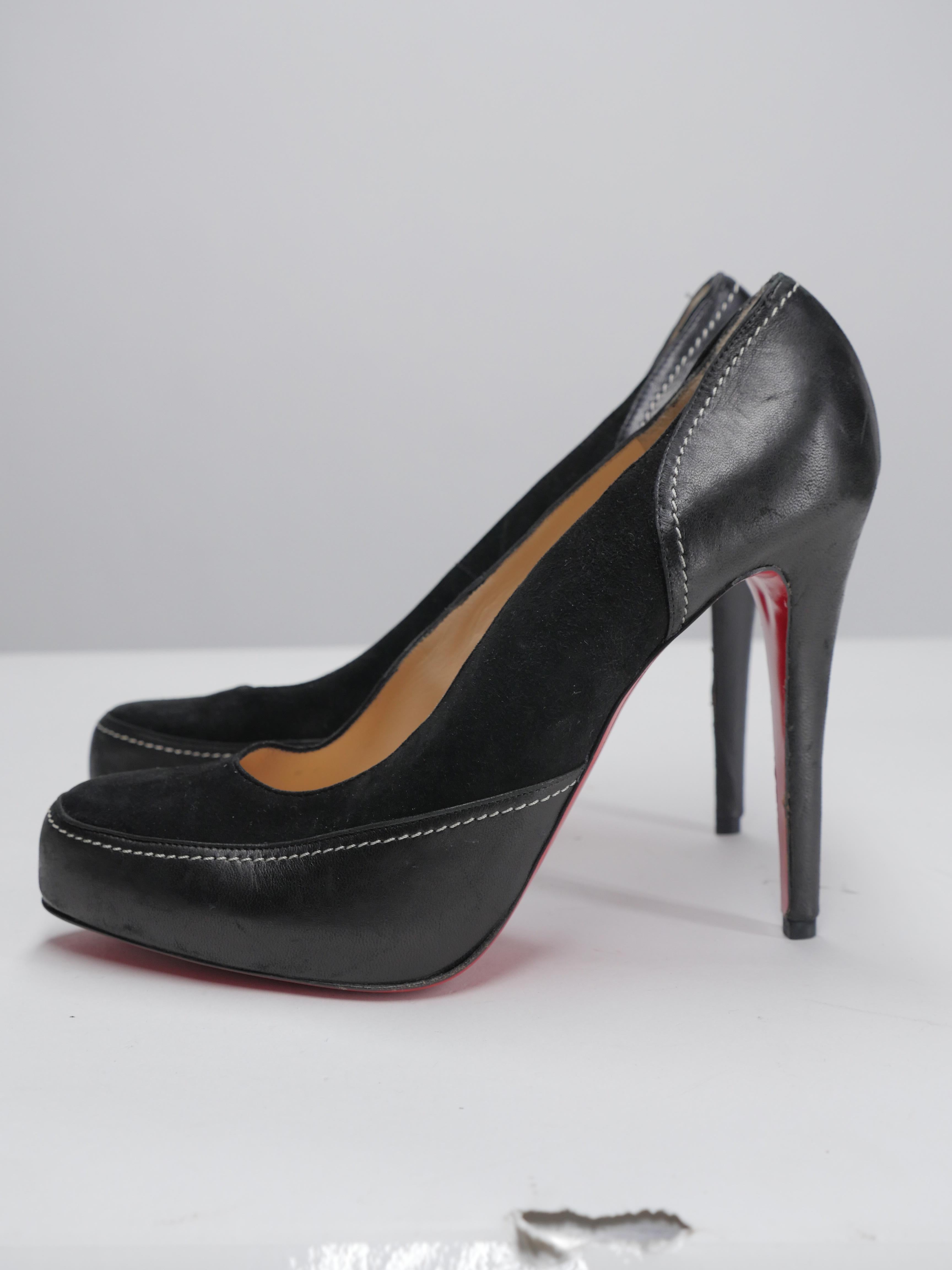 Christian Louboutin  Size 41 Black Leather & Suede Pumps 11