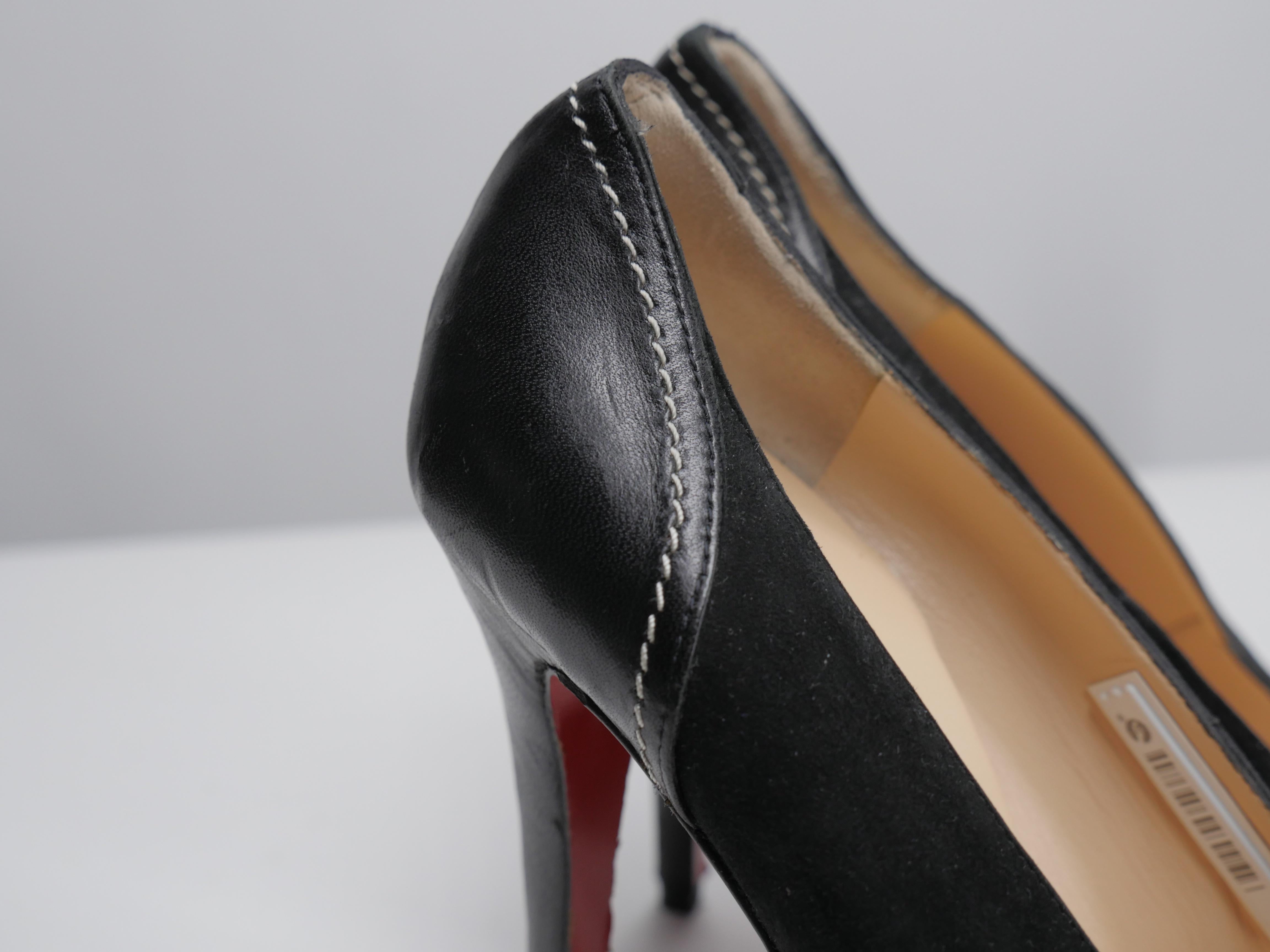 Christian Louboutin  Size 41 Black Leather & Suede Pumps 2