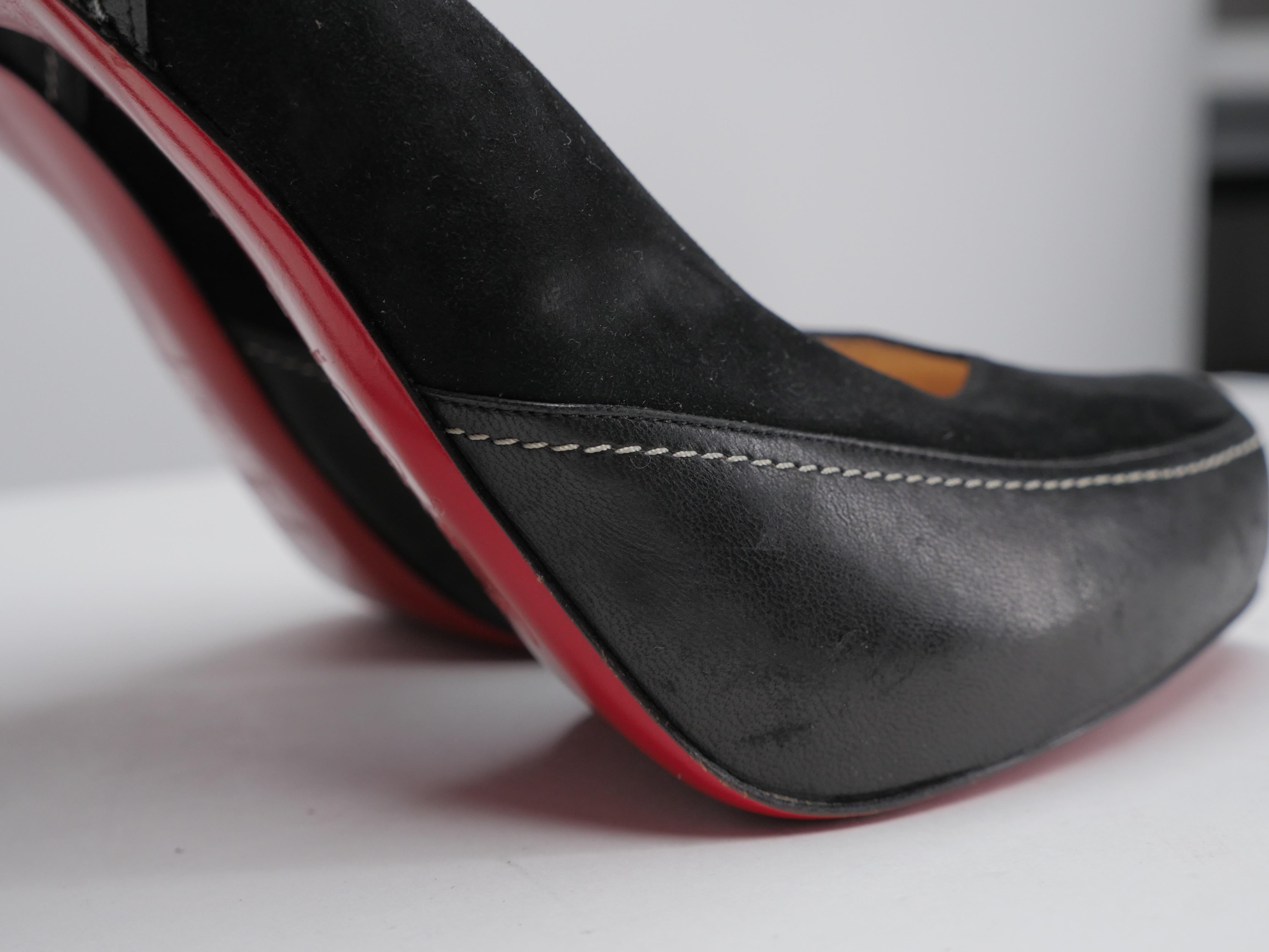 Christian Louboutin  Size 41 Black Leather & Suede Pumps 3