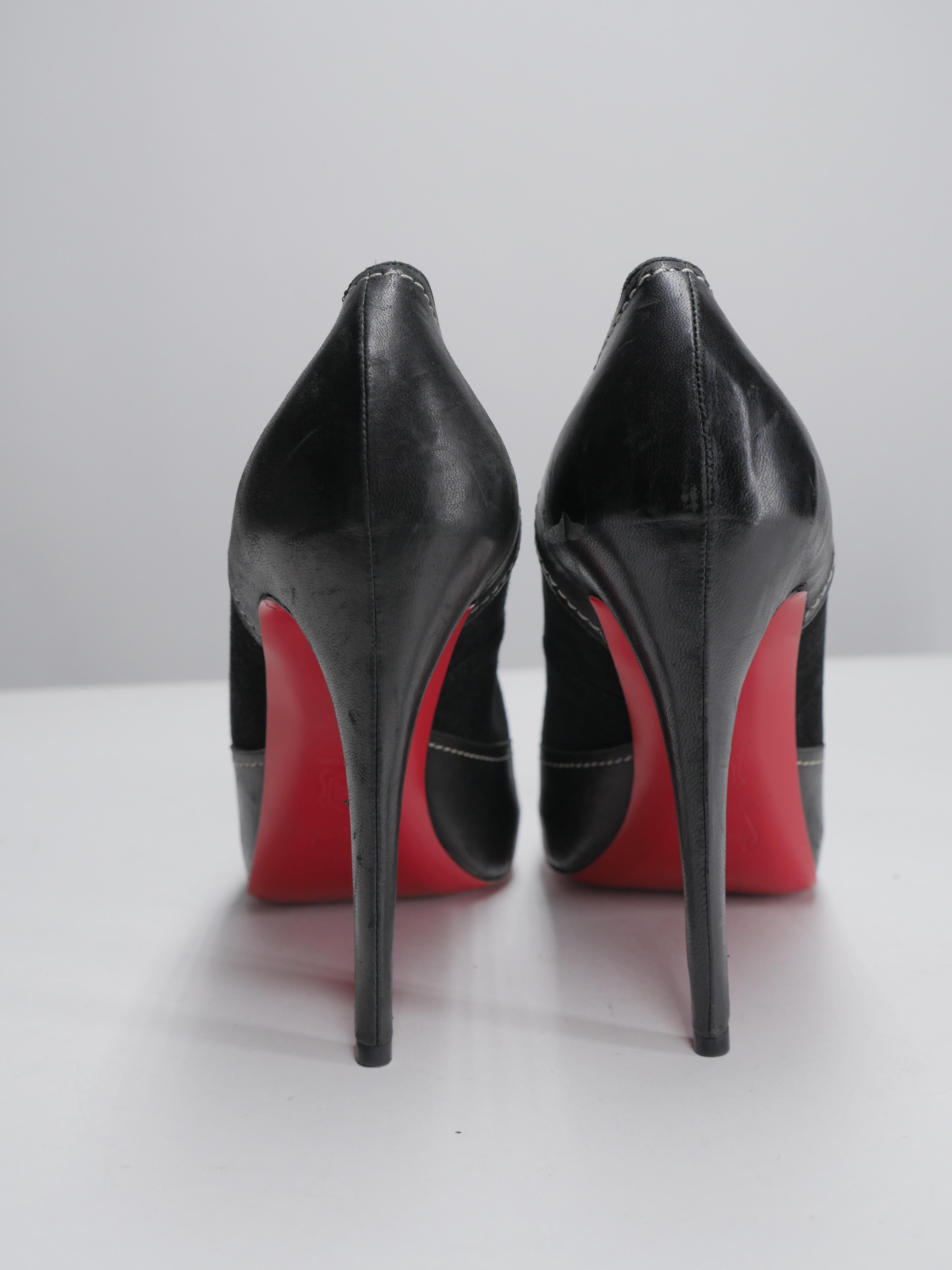 Christian Louboutin  Size 41 Black Leather & Suede Pumps 5