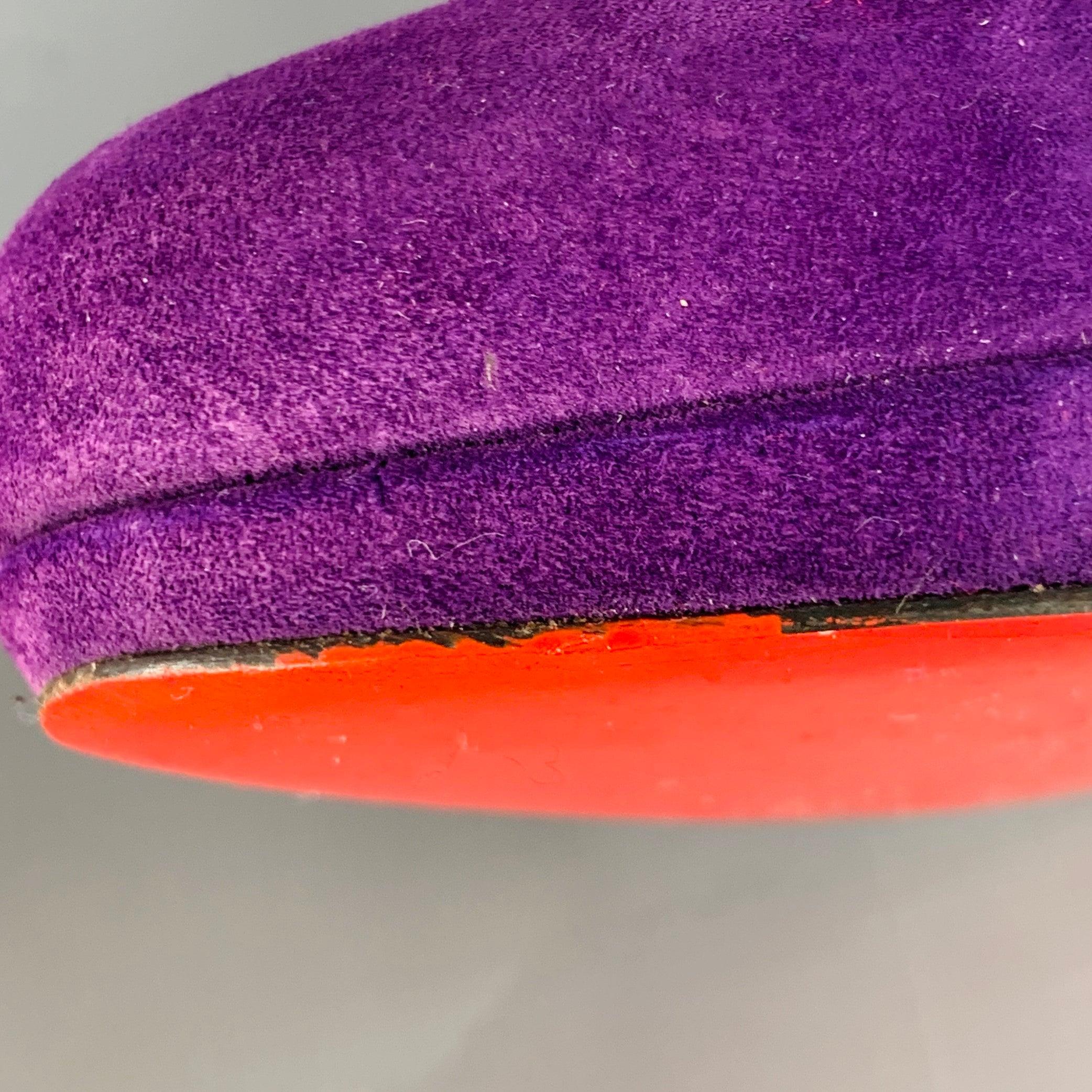 CHRISTIAN LOUBOUTIN Size 4.5 Purple Suede Platform Pumps For Sale 7