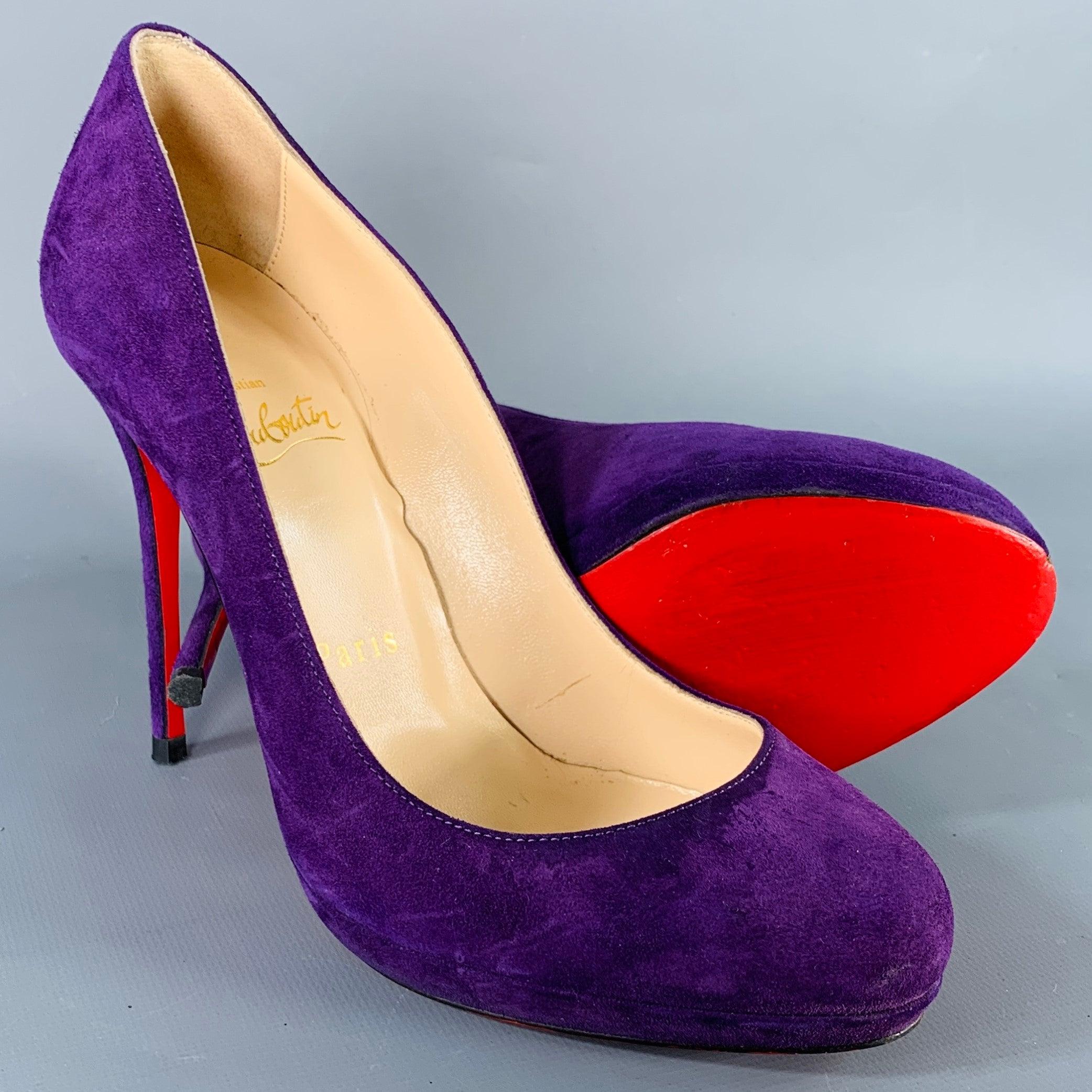CHRISTIAN LOUBOUTIN Size 4.5 Purple Suede Platform Pumps For Sale 1