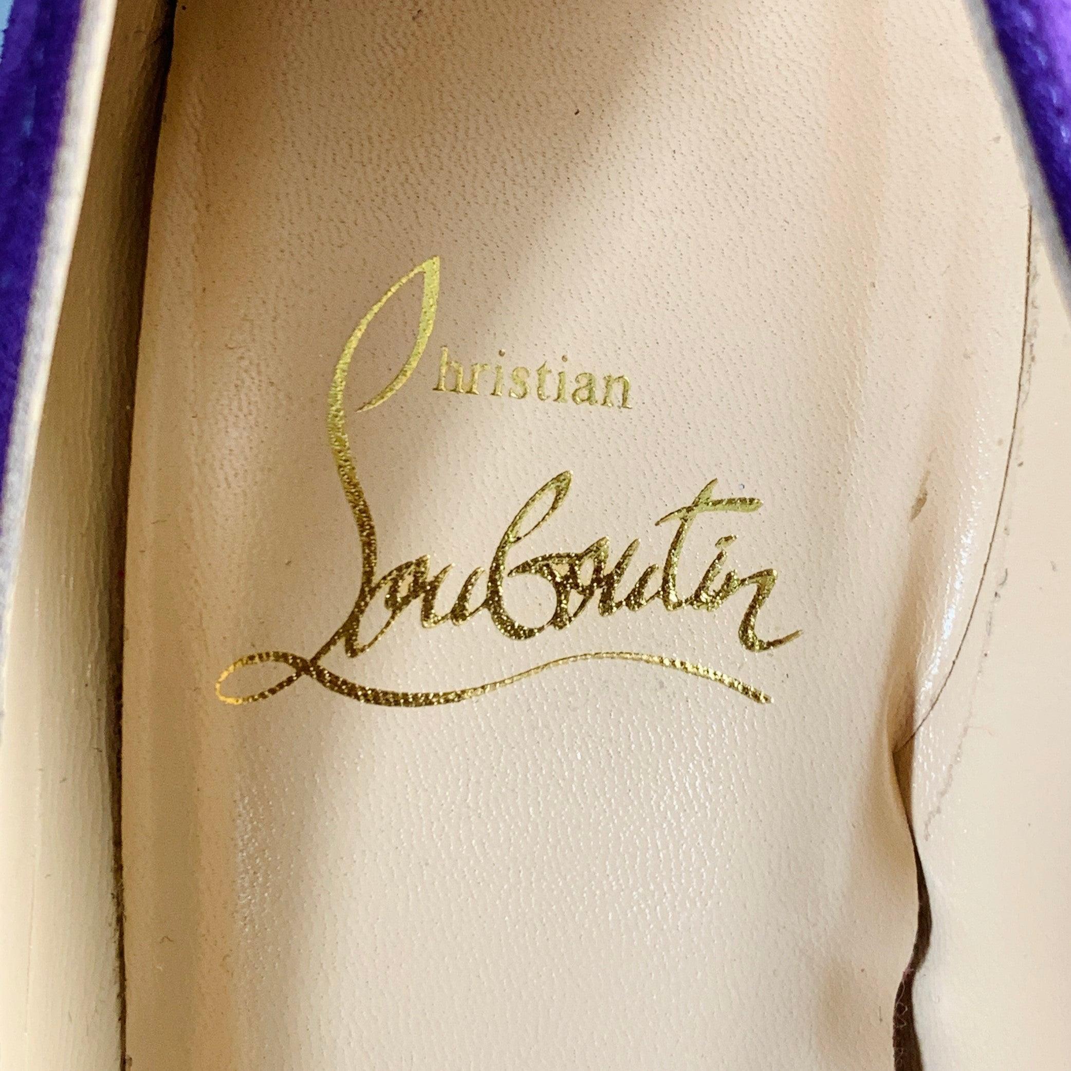 CHRISTIAN LOUBOUTIN Size 4.5 Purple Suede Platform Pumps For Sale 3