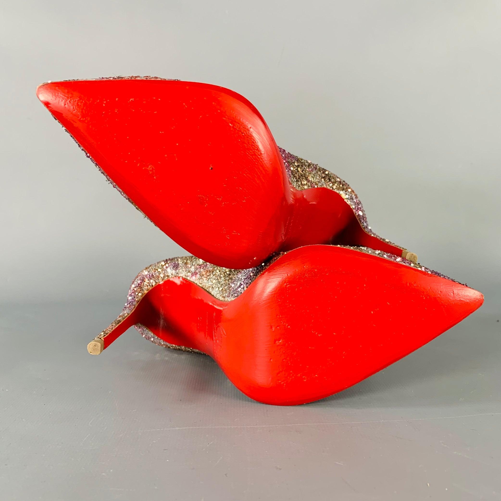 CHRISTIAN LOUBOUTIN Size 4.5 Silver Pink Glitter Stiletto Pumps For Sale 2