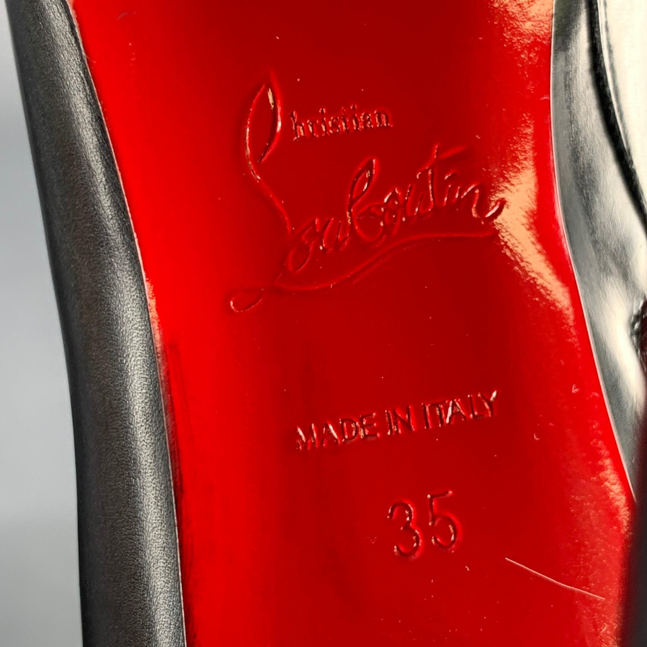 CHRISTIAN LOUBOUTIN Size 5 Black Leather Side Zipper Boots For Sale 2