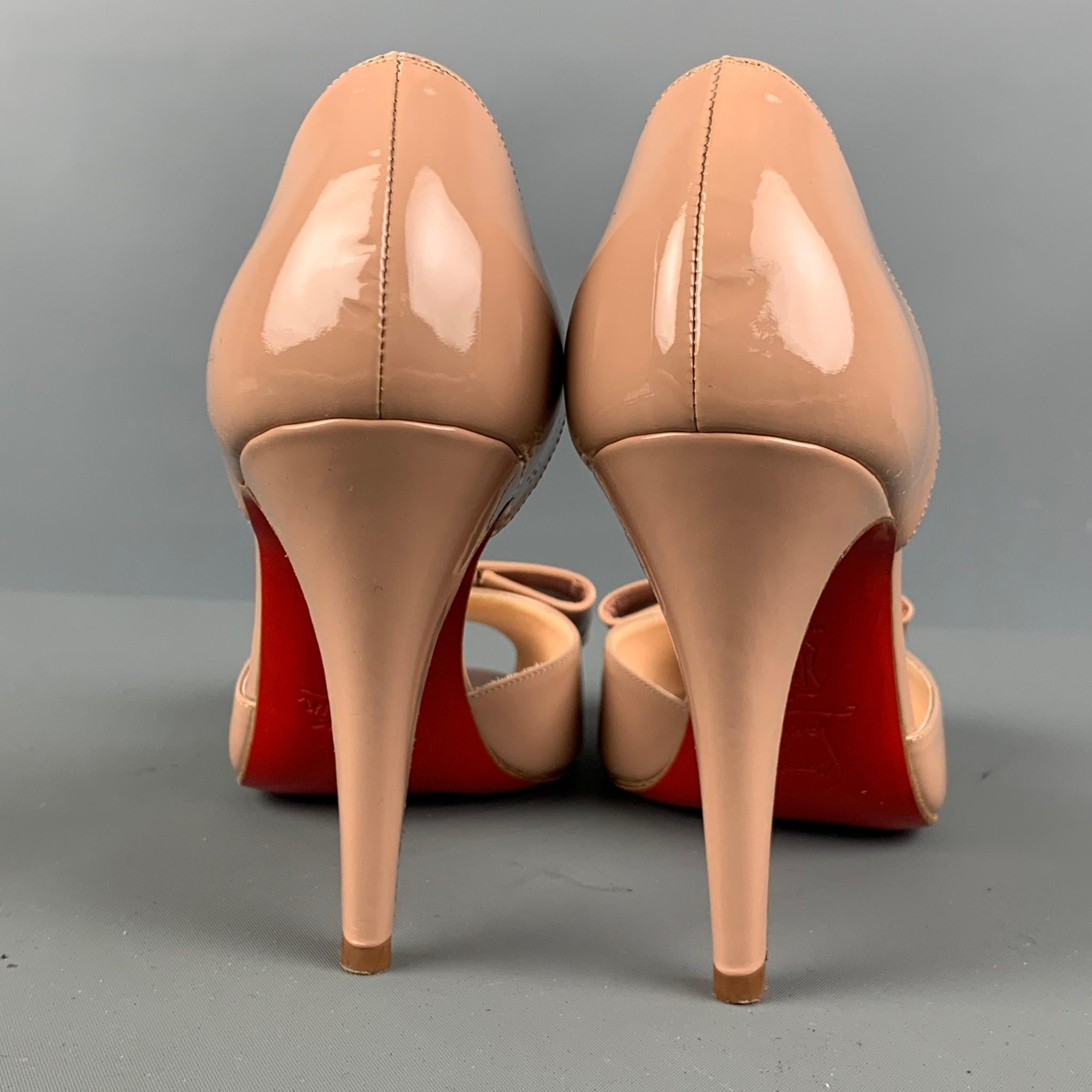 Women's CHRISTIAN LOUBOUTIN Size 6 Beige Nude Patent Leather D'Orsay Pumps