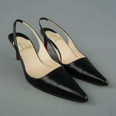 CHRISTIAN LOUBOUTIN Pumps - Size 6 Black Leather Pointed Slingback Heels