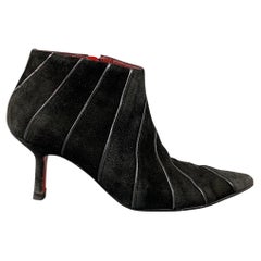 CHRISTIAN LOUBOUTIN Size 6 Black Suede Stripe Boots