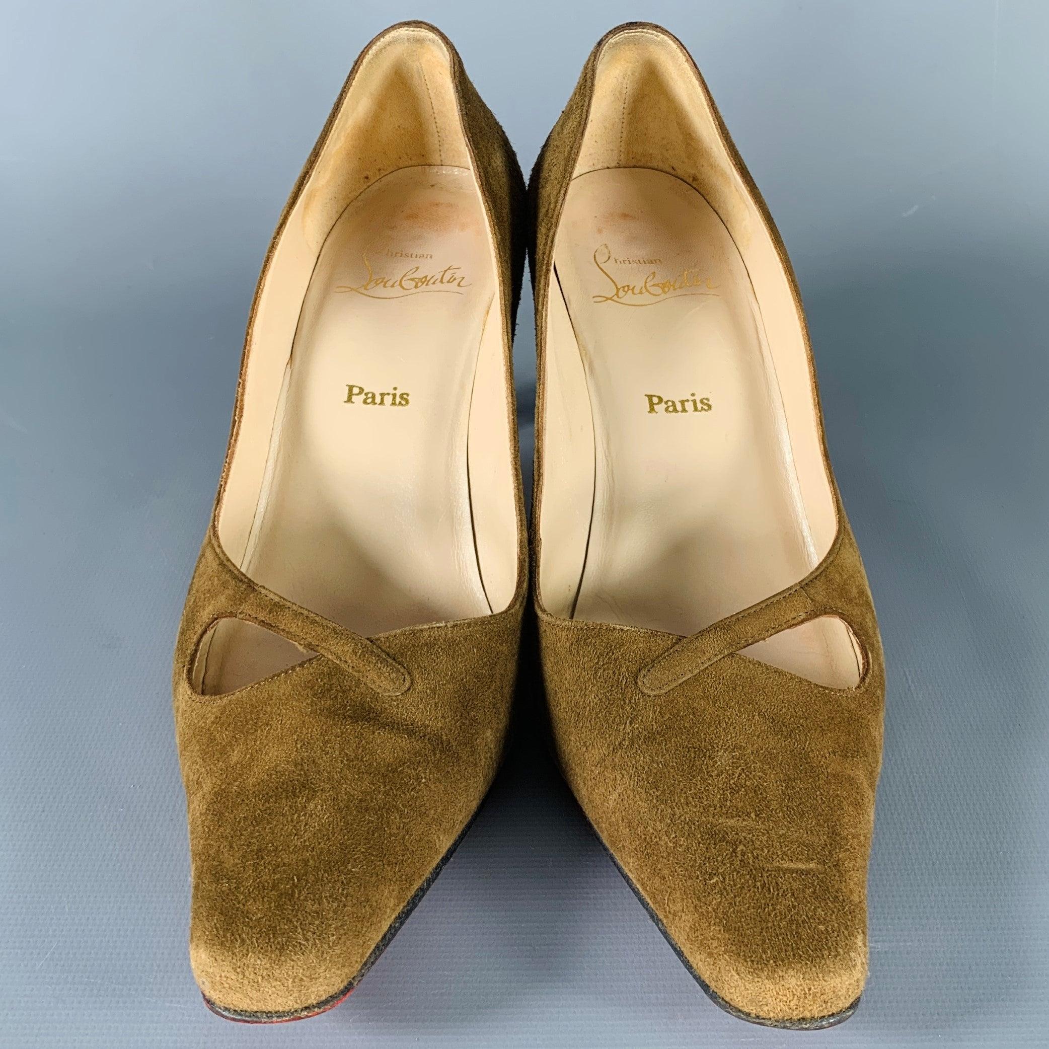 Women's CHRISTIAN LOUBOUTIN Size 6.5 Brown Suede Heels Pumps