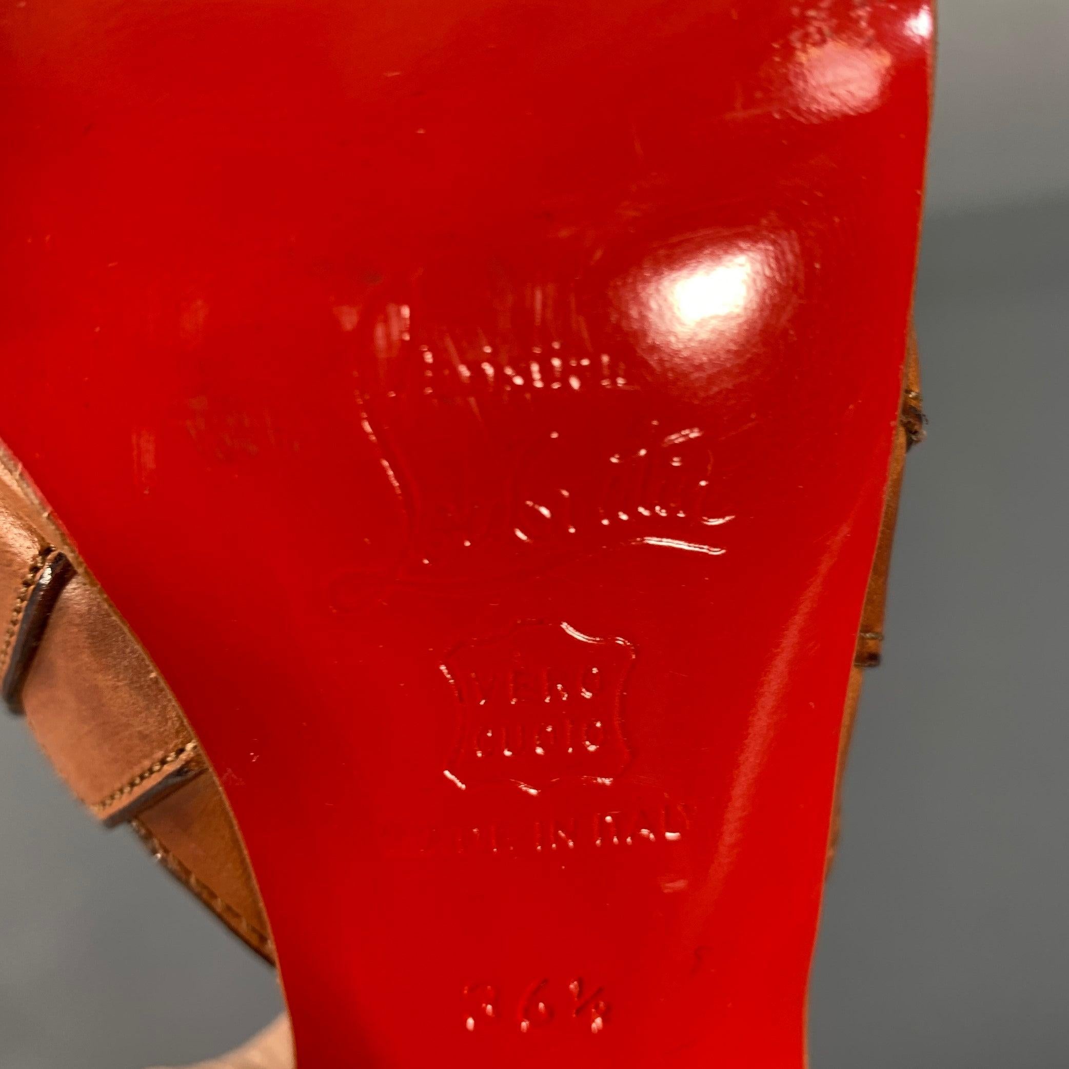 Christian Louboutin Taglia 6,5 Sandali con plateau in pelle marrone Tan in vendita 2