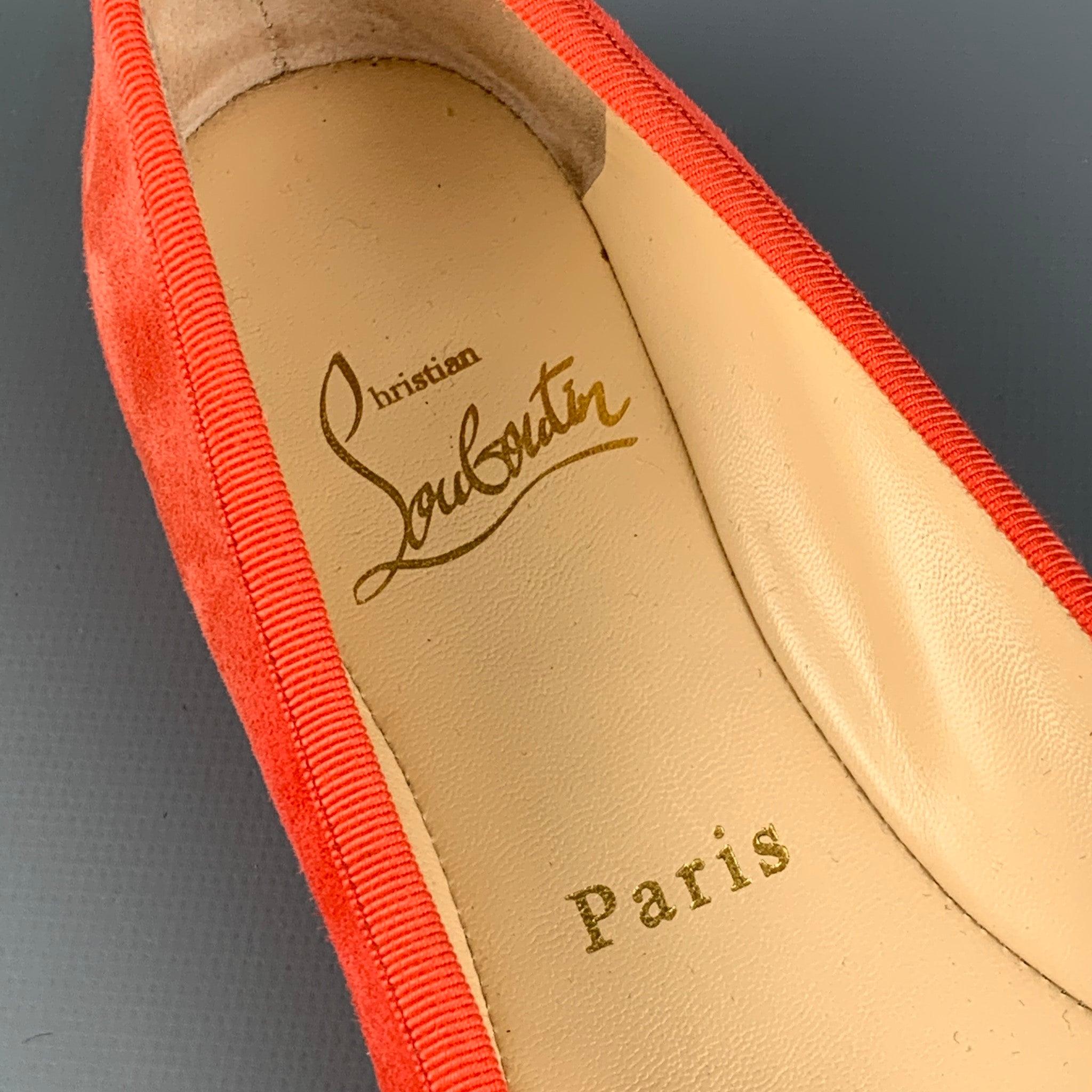 CHRISTIAN LOUBOUTIN Size 6.5 Coral Suede Ballet Flats For Sale 2