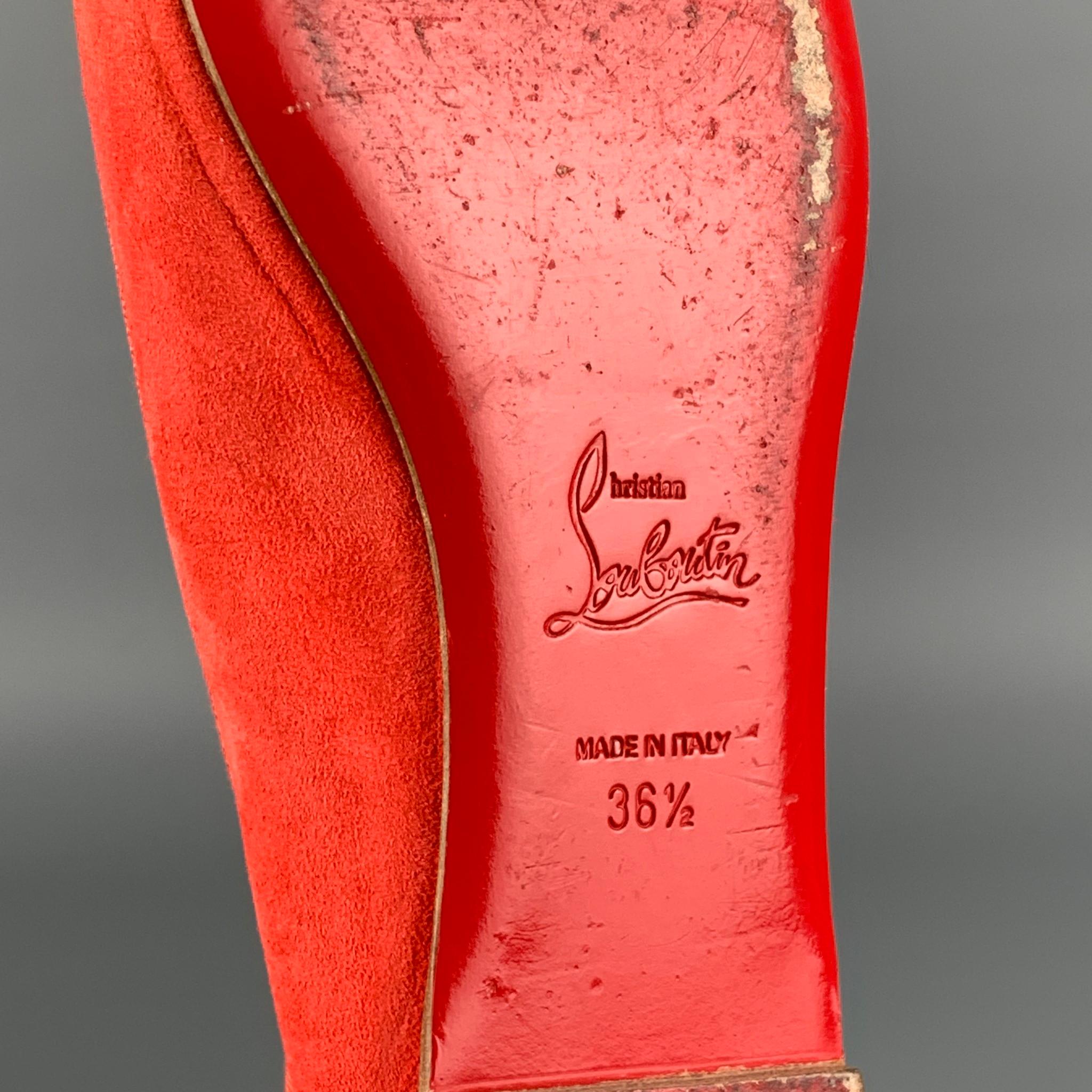 CHRISTIAN LOUBOUTIN Size 6.5 Coral Suede Ballet Flats In Good Condition In San Francisco, CA