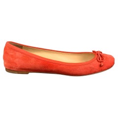 CHRISTIAN LOUBOUTIN Size 6.5 Coral Suede Ballet Flats
