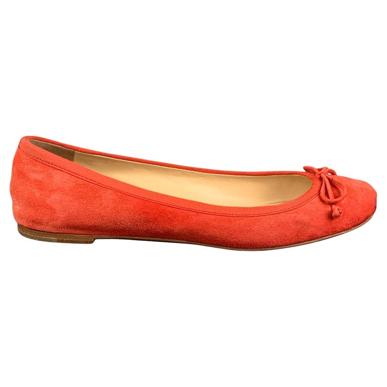 CHRISTIAN LOUBOUTIN Size 6.5 Coral Suede Ballet Flats For Sale at 1stDibs