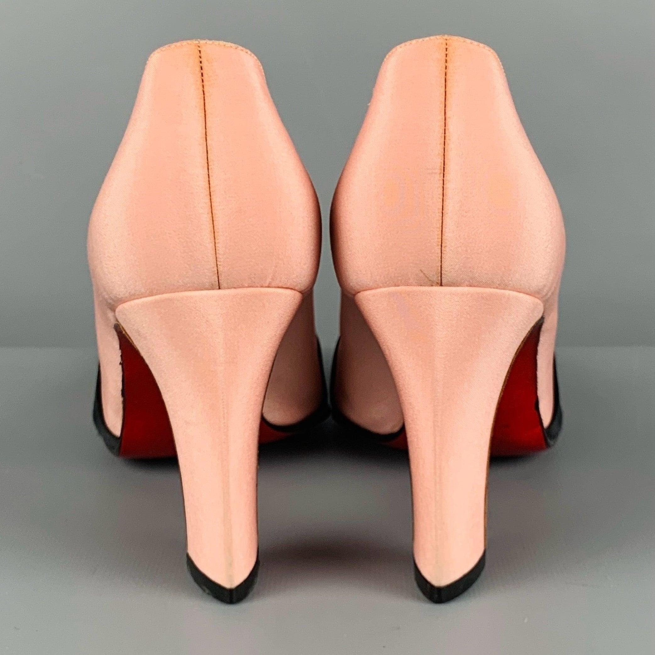 Orange CHRISTIAN LOUBOUTIN Size 7.5 Pink Black Bow Pumps For Sale