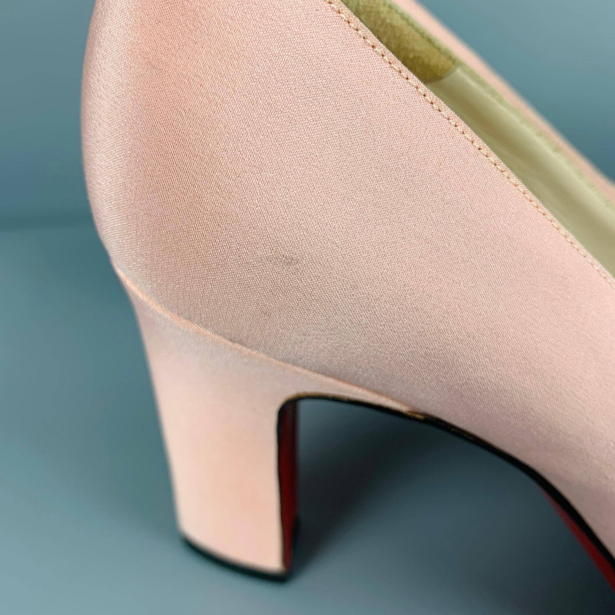 CHRISTIAN LOUBOUTIN Size 7.5 Pink Black Bow Pumps For Sale 4