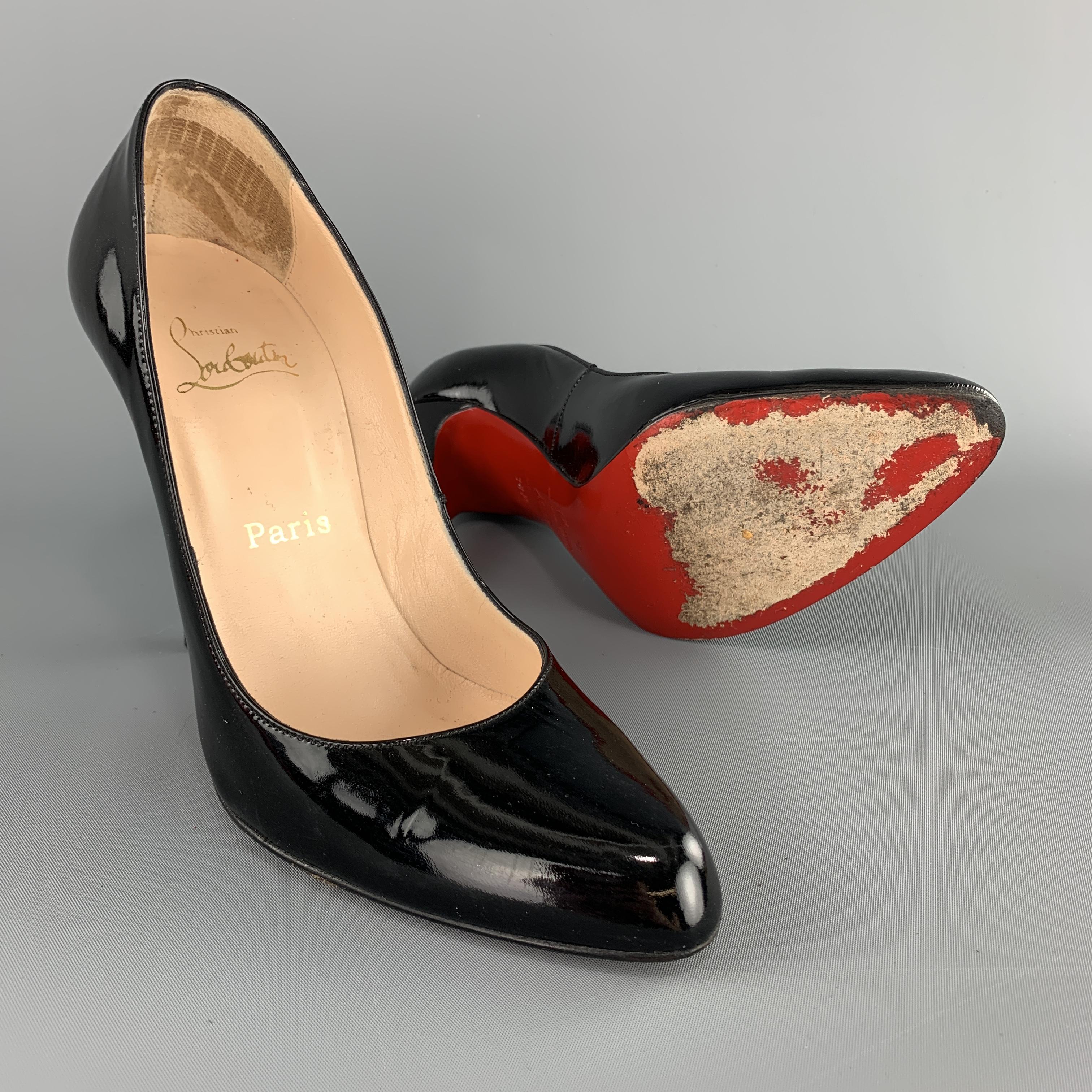 Women's CHRISTIAN LOUBOUTIN Size 8.5 Black Patent Leather Pointed Pumps