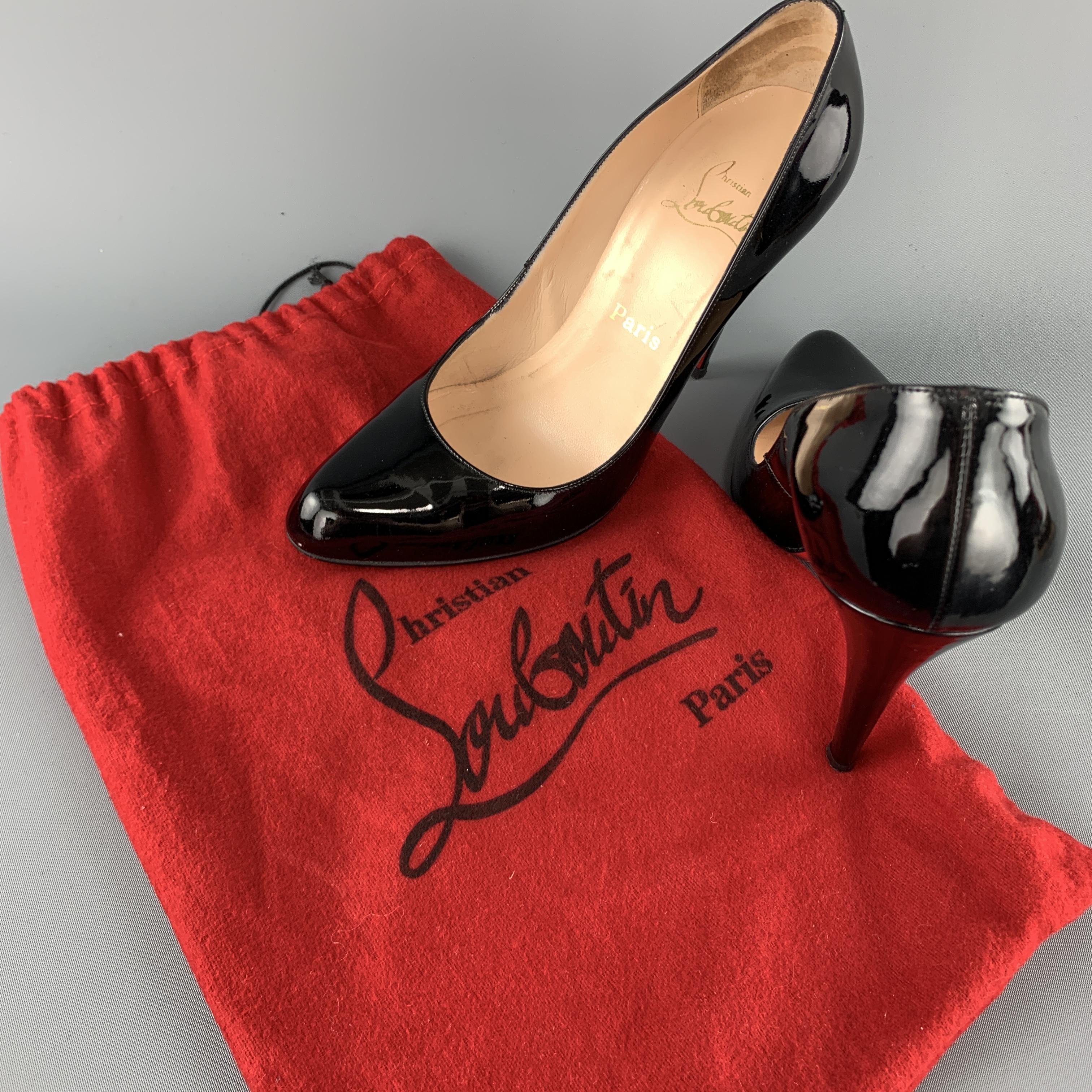 CHRISTIAN LOUBOUTIN Size 8.5 Black Patent Leather Pointed Pumps 4