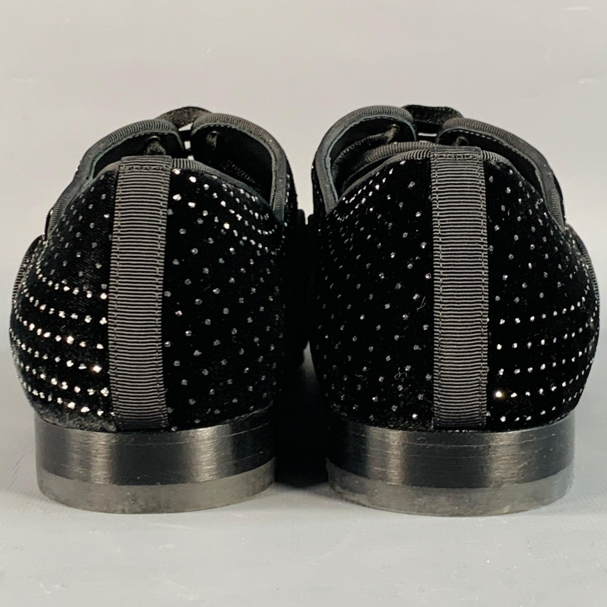 CHRISTIAN LOUBOUTIN Taglia 8,5 Nero Argento Metallizzato Velluto Up&Up In condizioni buone in vendita a San Francisco, CA