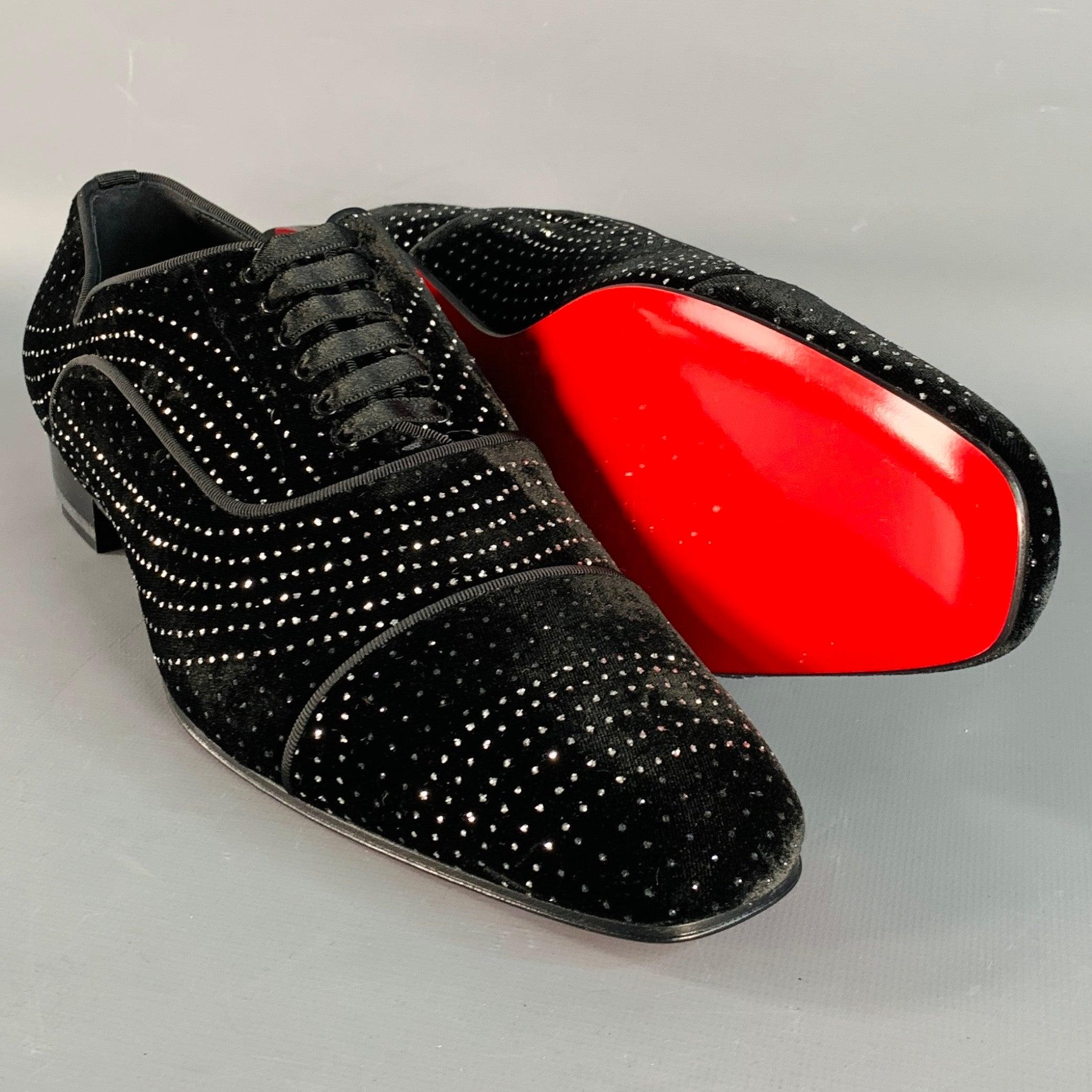 CHRISTIAN LOUBOUTIN Taglia 8,5 Nero Argento Metallizzato Velluto Up&Up in vendita 1