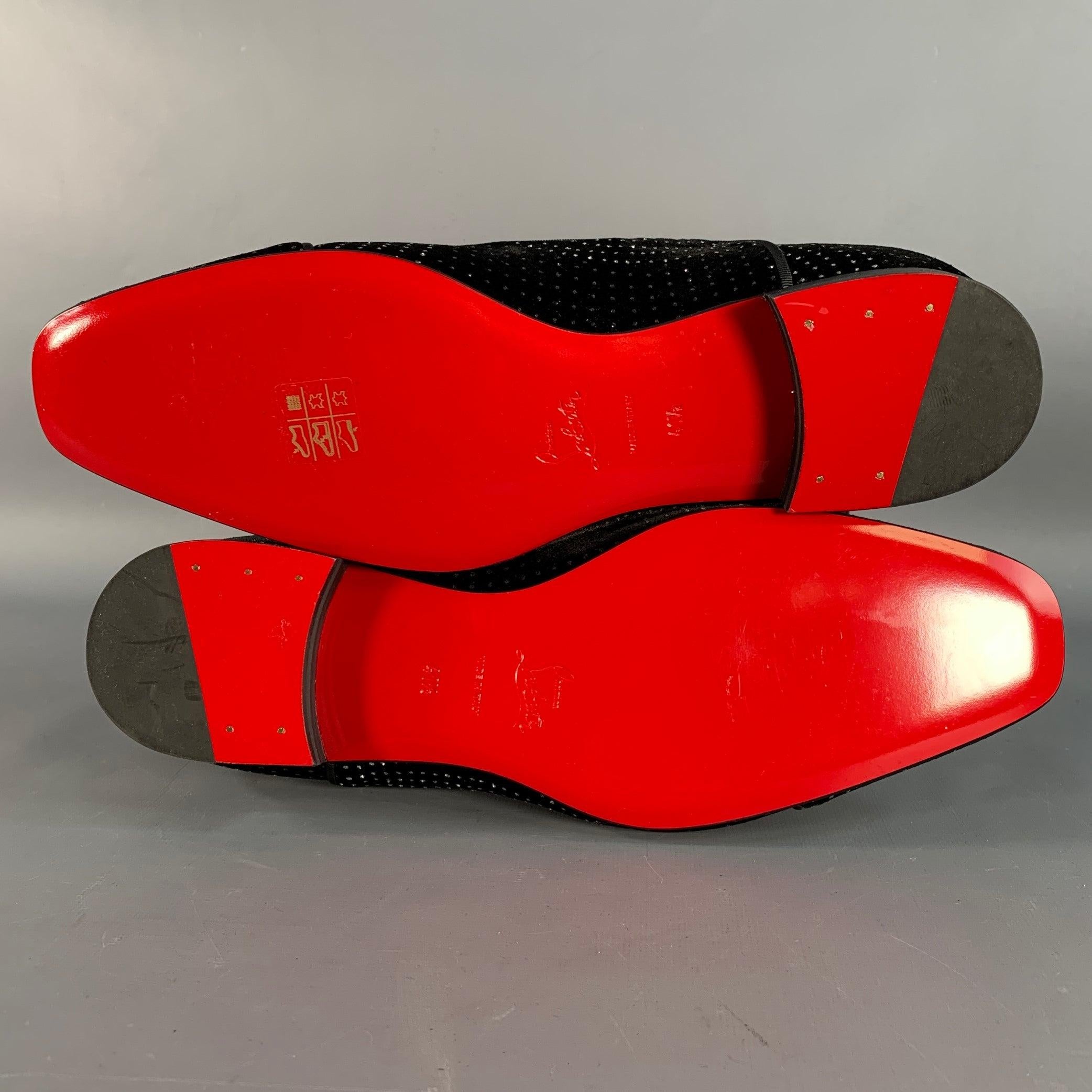 CHRISTIAN LOUBOUTIN Taglia 8,5 Nero Argento Metallizzato Velluto Up&Up in vendita 2