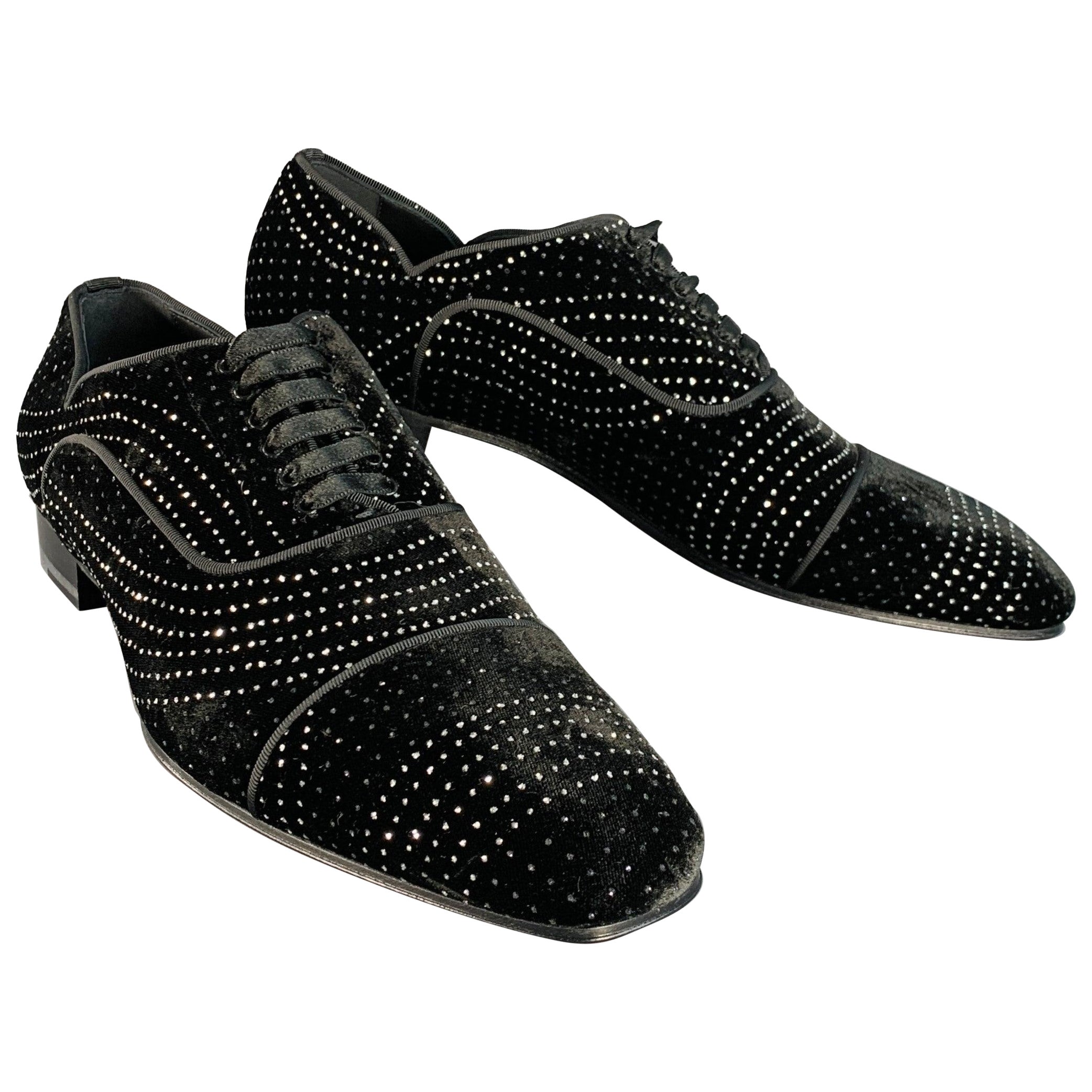 CHRISTIAN LOUBOUTIN Taglia 8,5 Nero Argento Metallizzato Velluto Up&Up in vendita