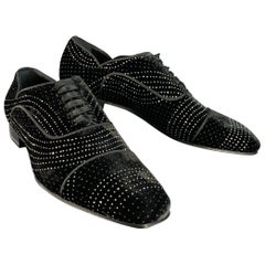 CHRISTIAN LOUBOUTIN Taglia 8,5 Nero Argento Metallizzato Velluto Up&Up